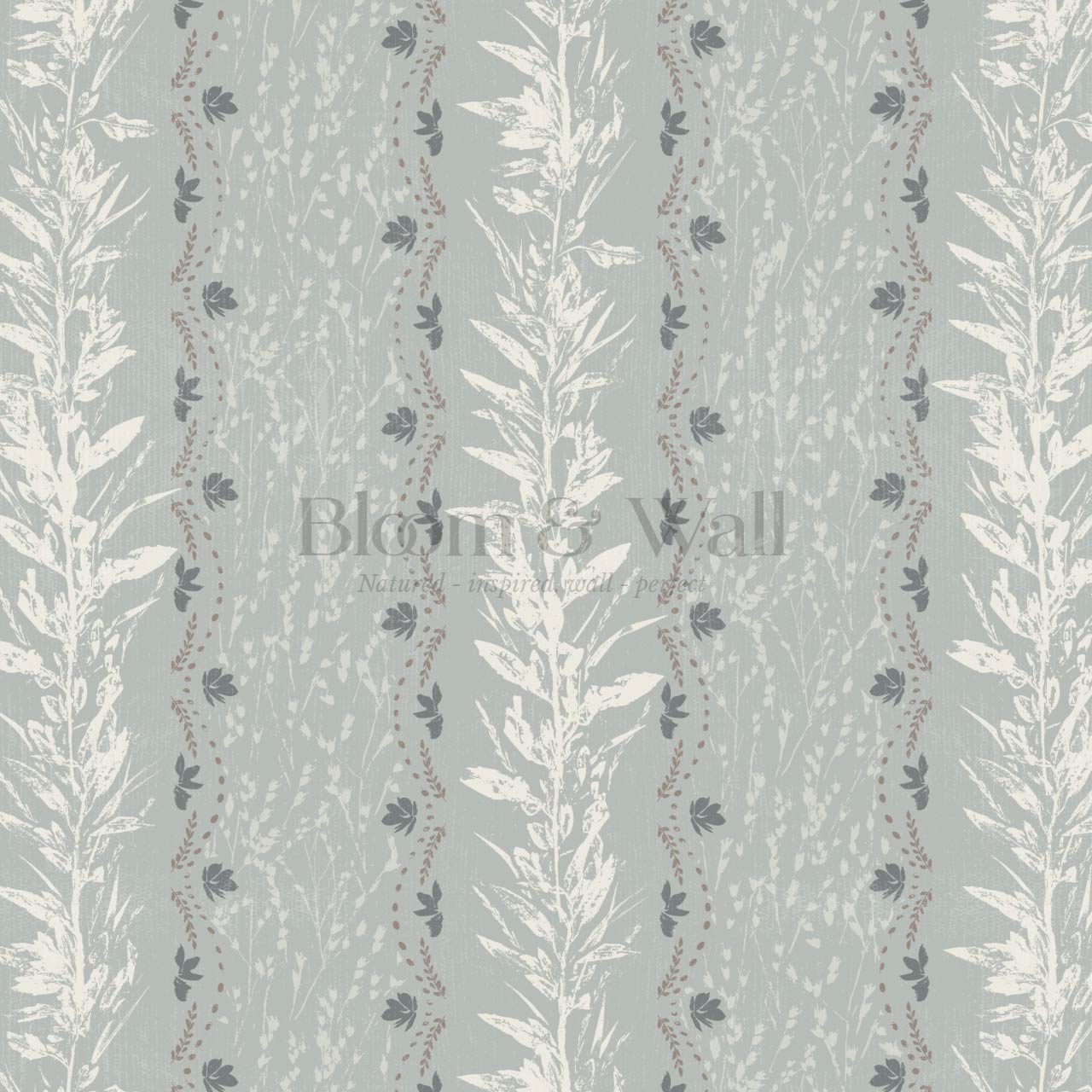 Aubree Silver Hedgerow Gray Glass Wallpaper