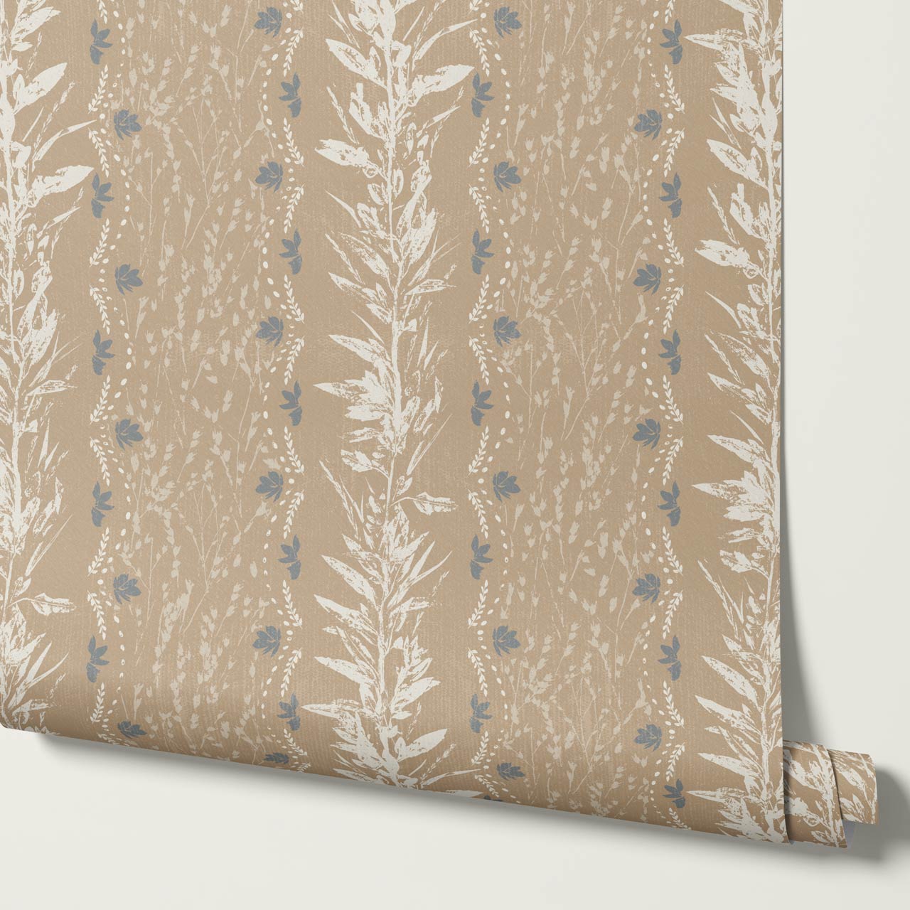 Aubree Silver Hedgerow Beige Wallpaper