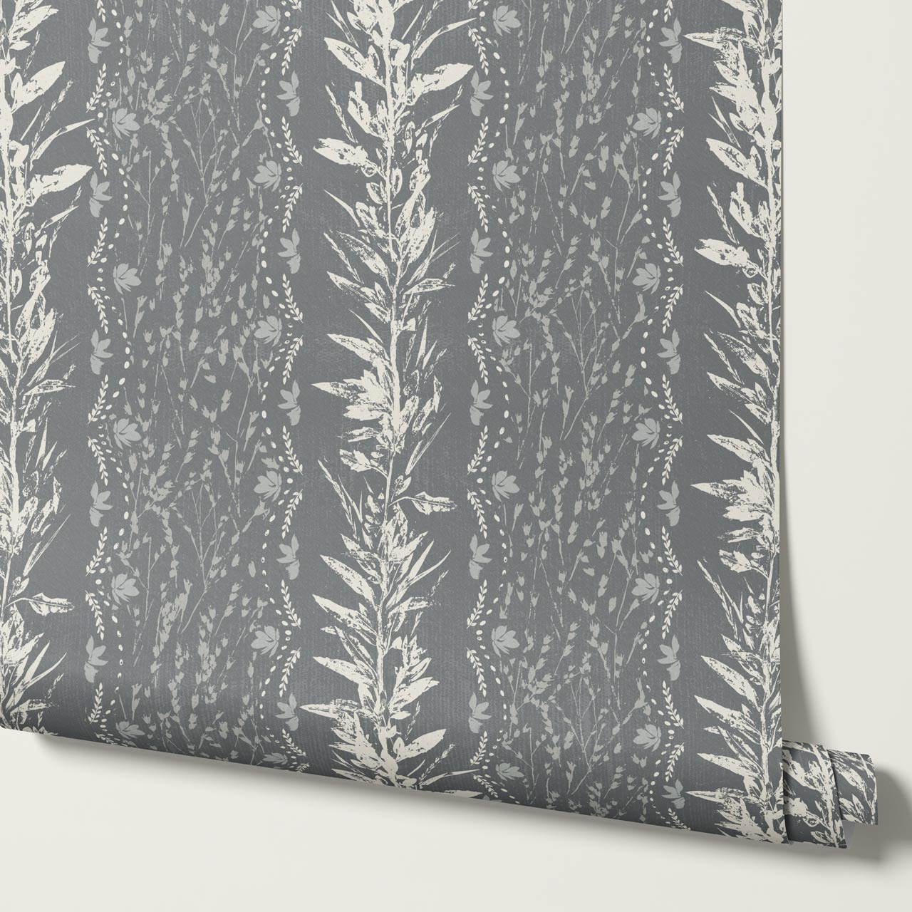 Aubree Silver Hedgerow Slate Wallpaper