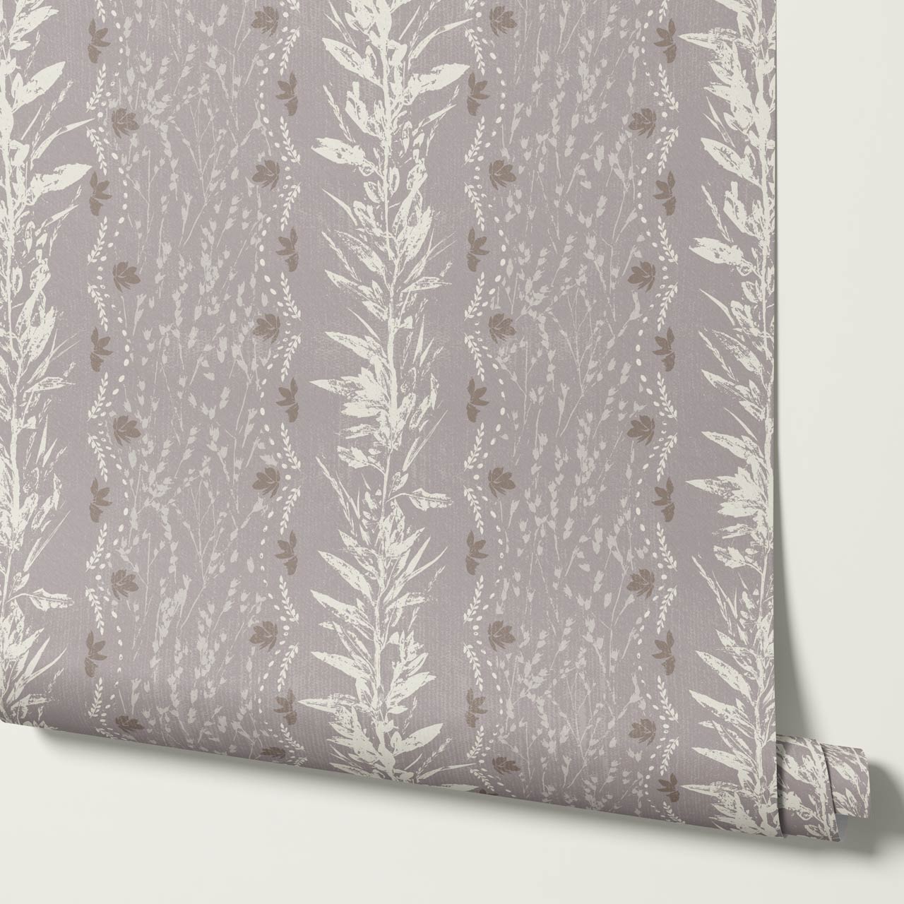 Aubree Silver Hedgerow Plum Wallpaper