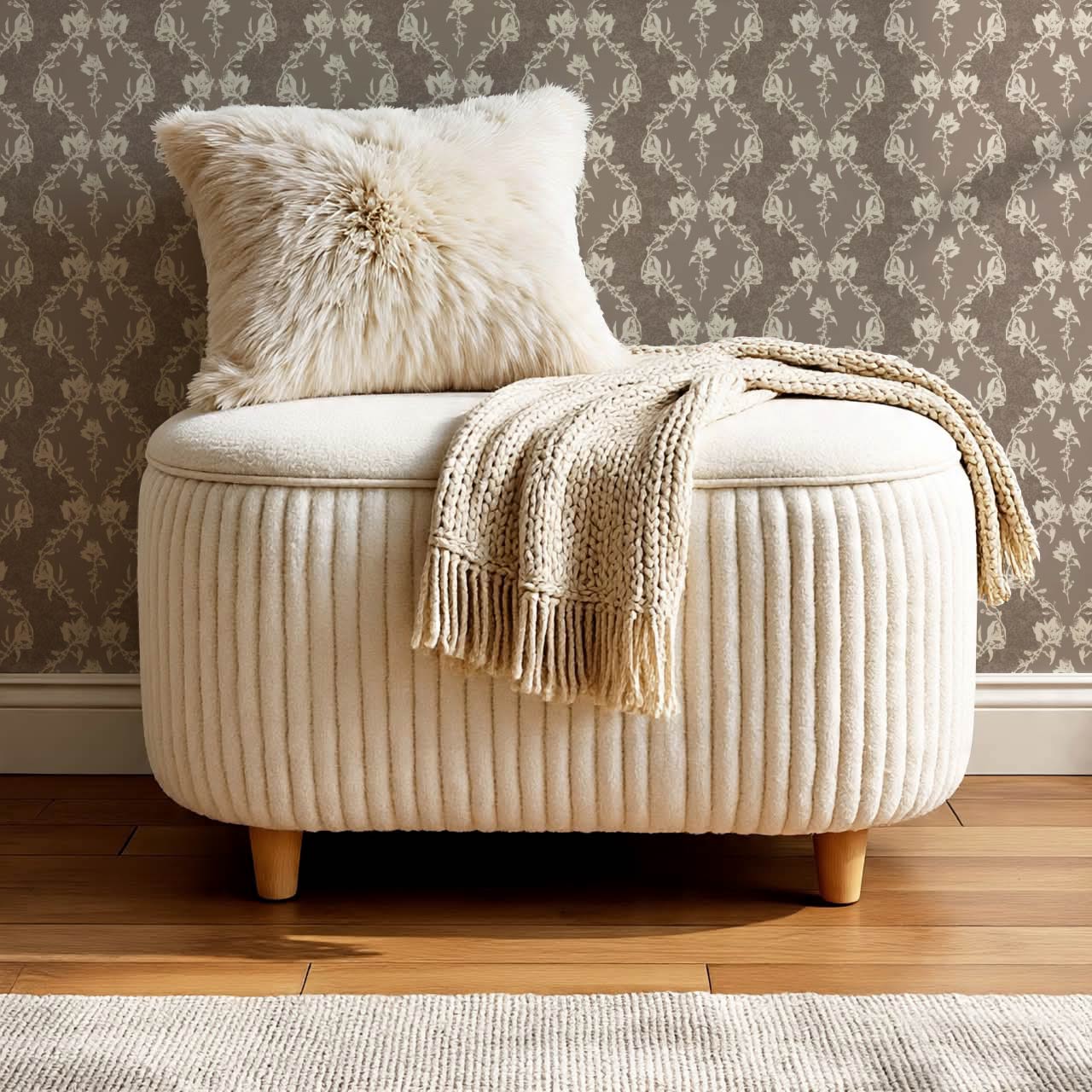 Kayla Vertical Vines Earth Wallpaper