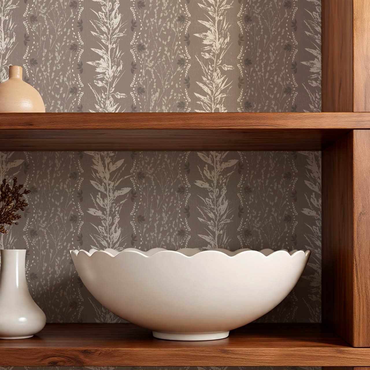 Aubree Silver Hedgerow Stone Wallpaper