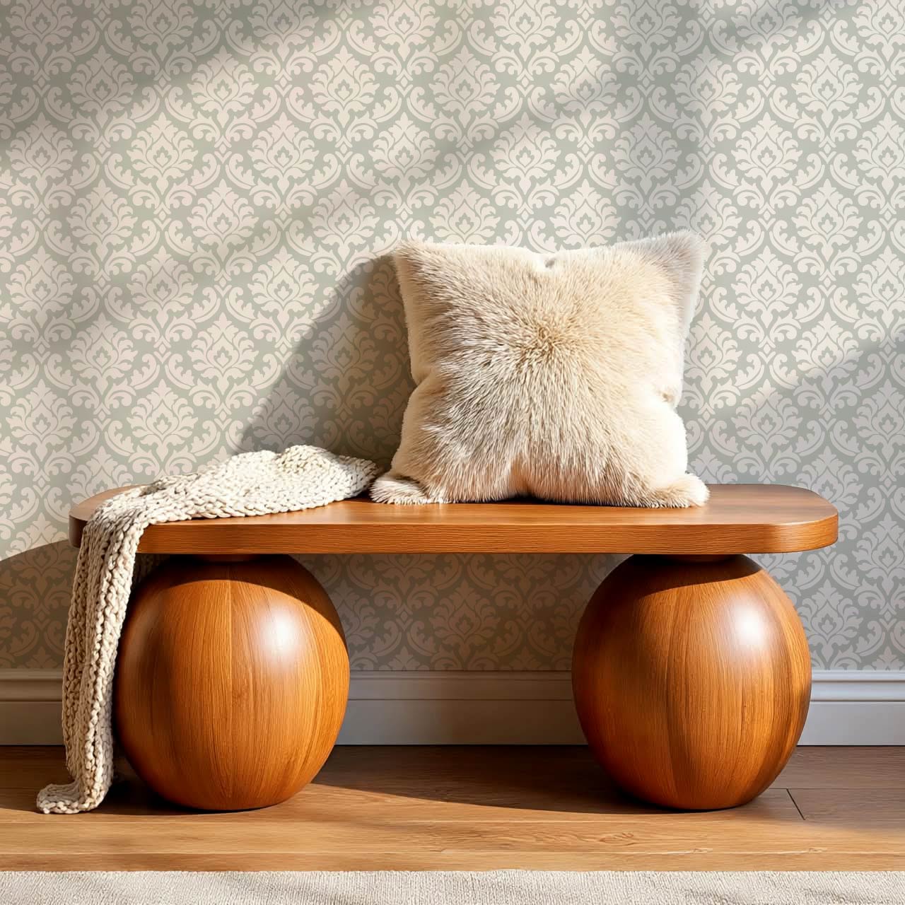 Aubrey Damask Sage Wallpaper