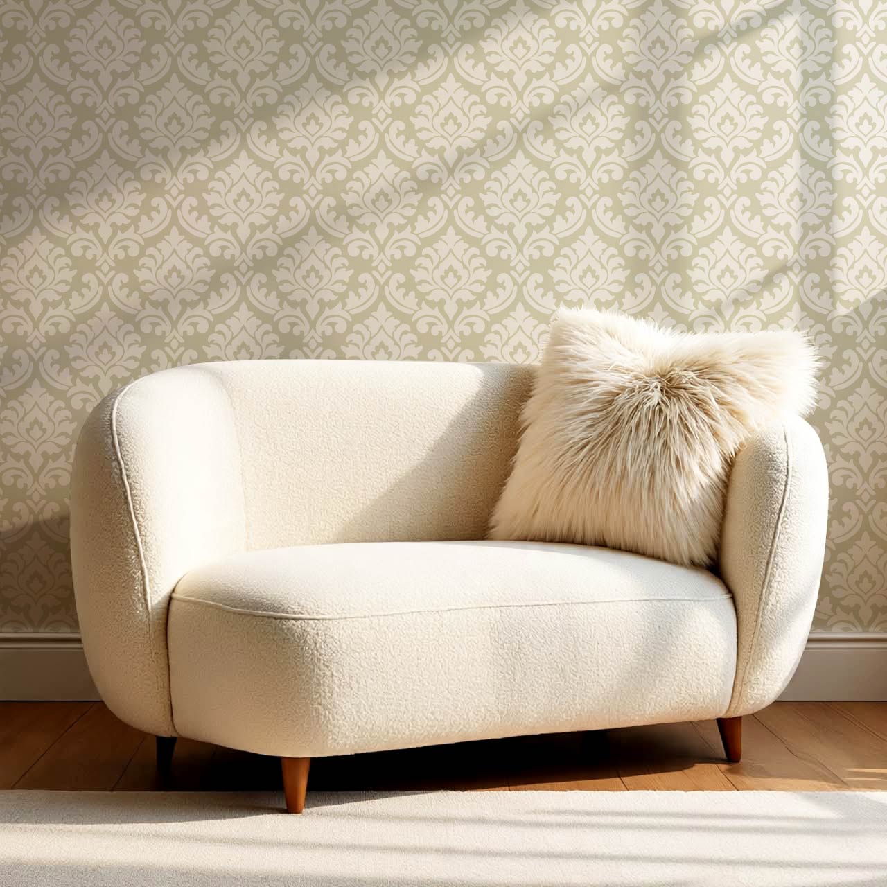 Aubrey Damask Olive Wallpaper