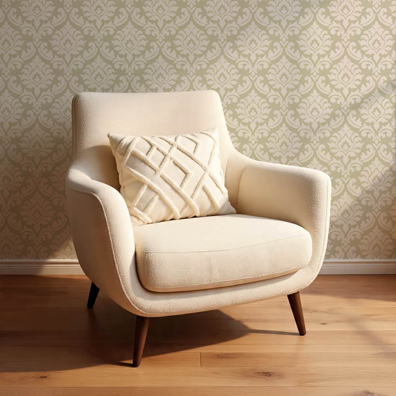 Aubrey Damask Olive Wallpaper