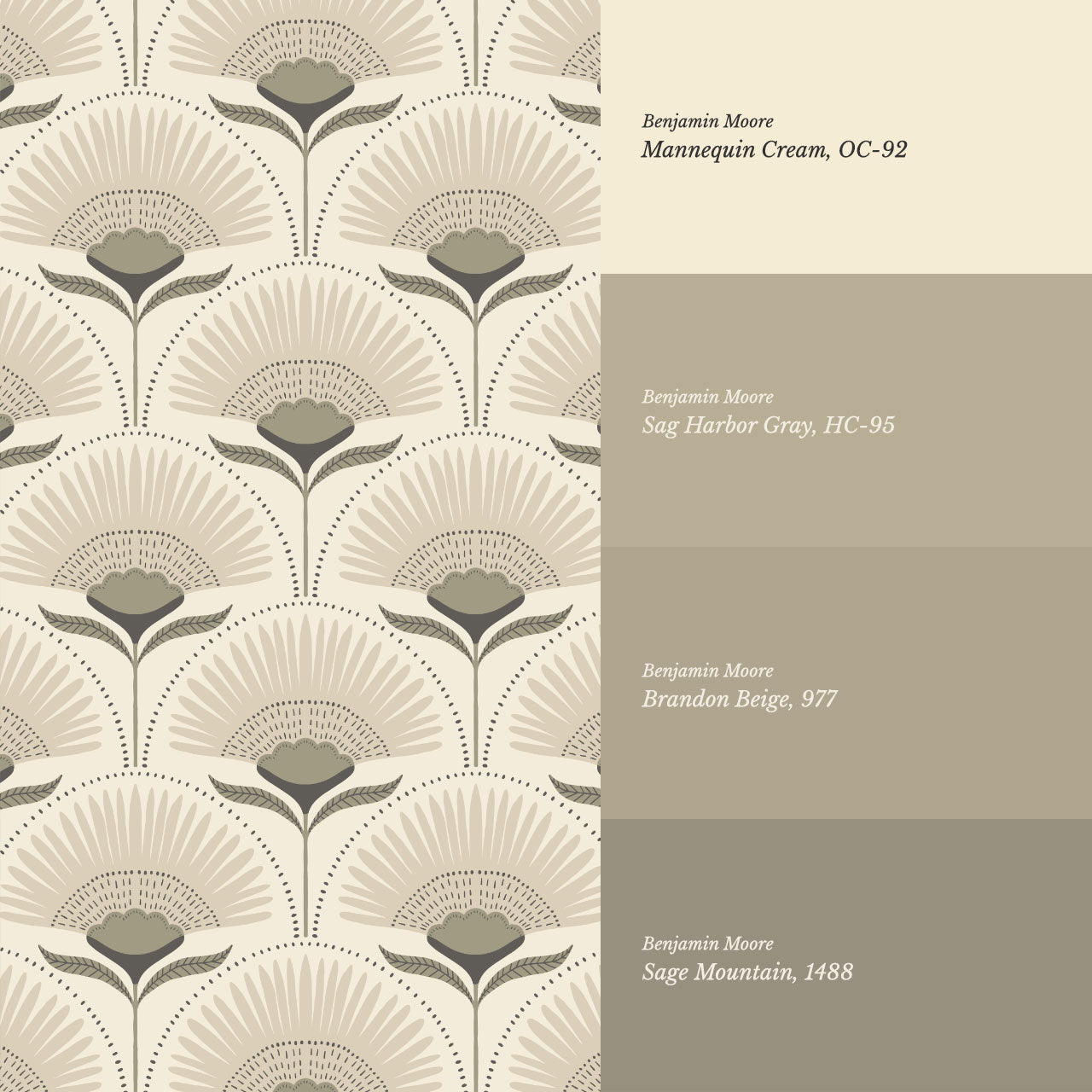 Audrey Palm Floral Sage Cream Wallpaper