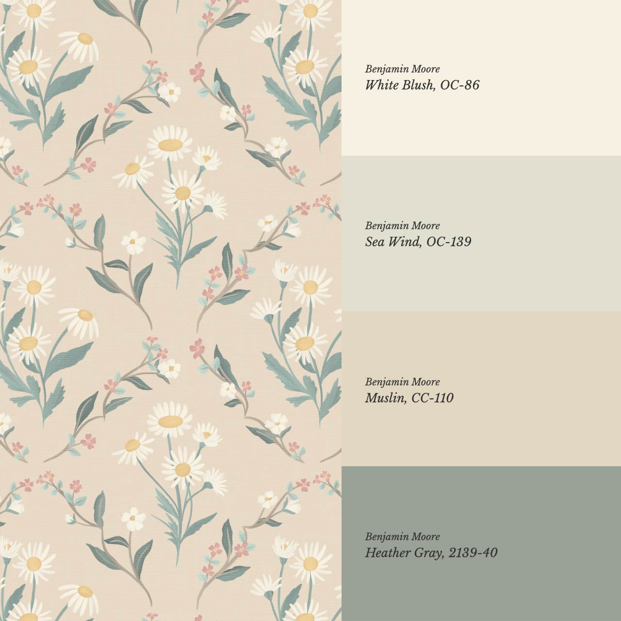 Aurora Floral Almond Wallpaper