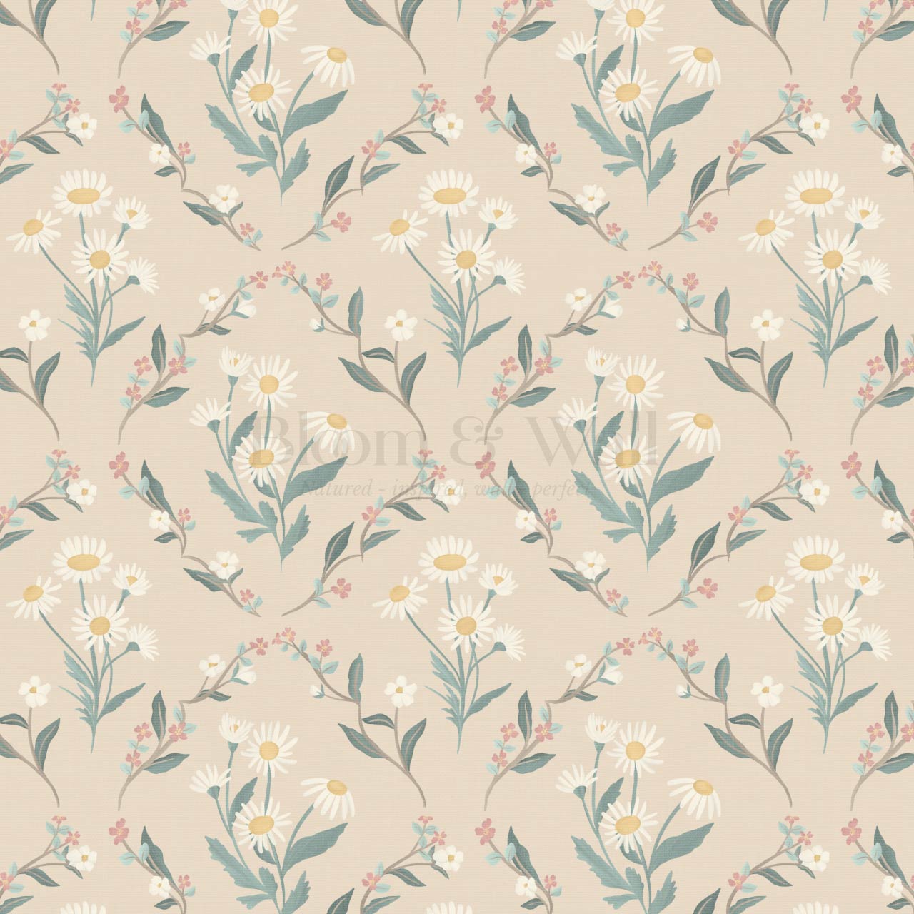 Aurora Floral Almond Wallpaper