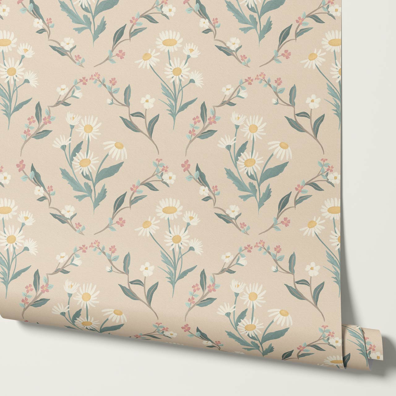 Aurora Floral Almond Wallpaper
