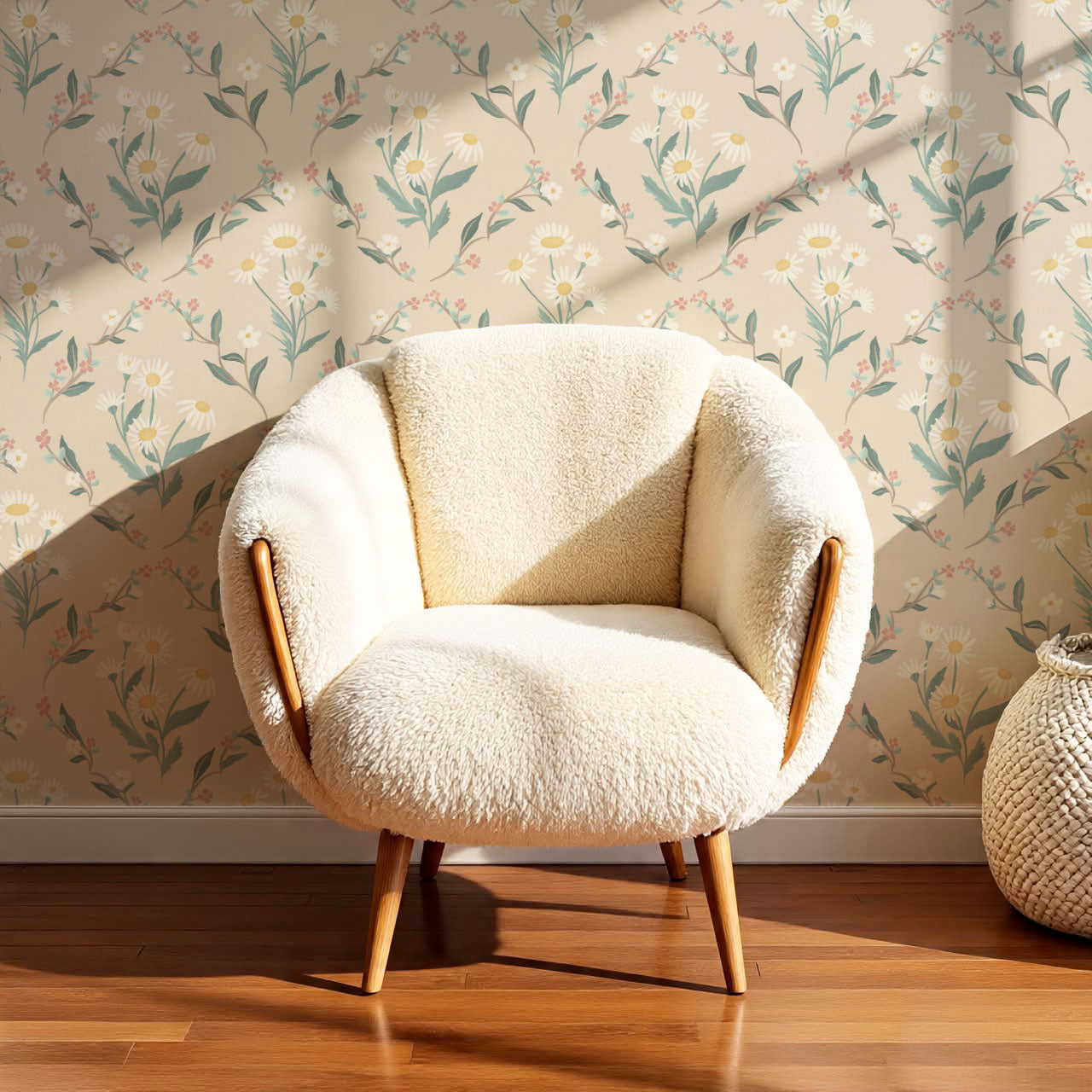 Aurora Floral Almond Wallpaper