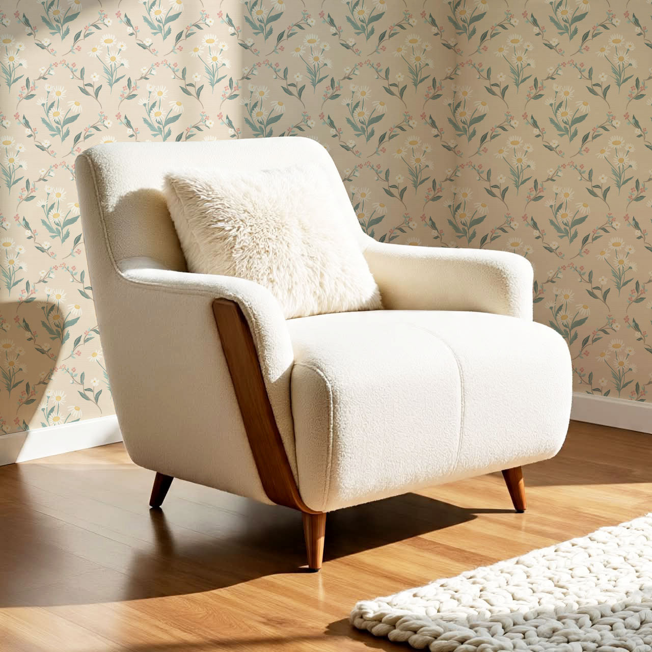 Aurora Floral Almond Wallpaper