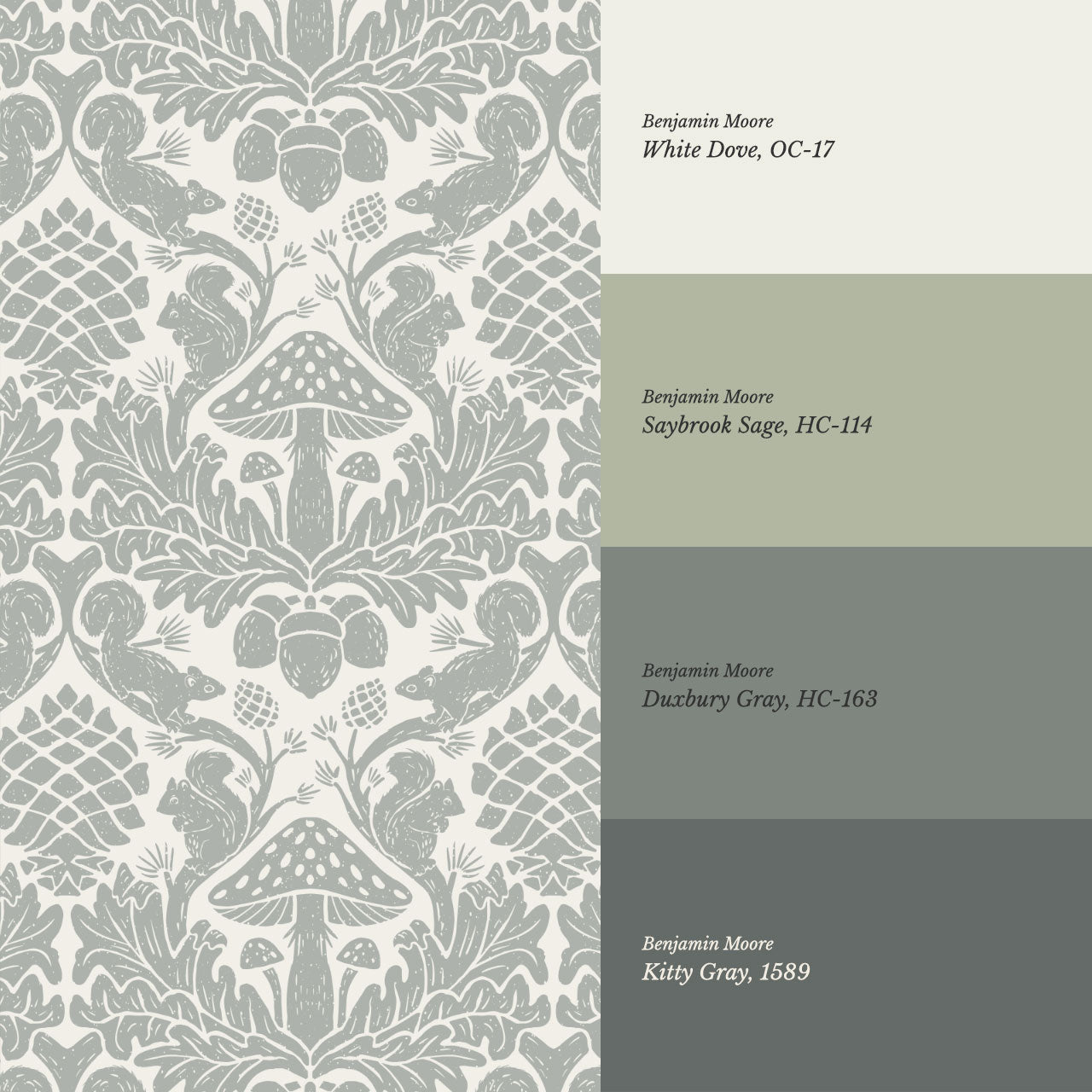 Aveline Squirrels Heaven Dove Gray Wallpaper