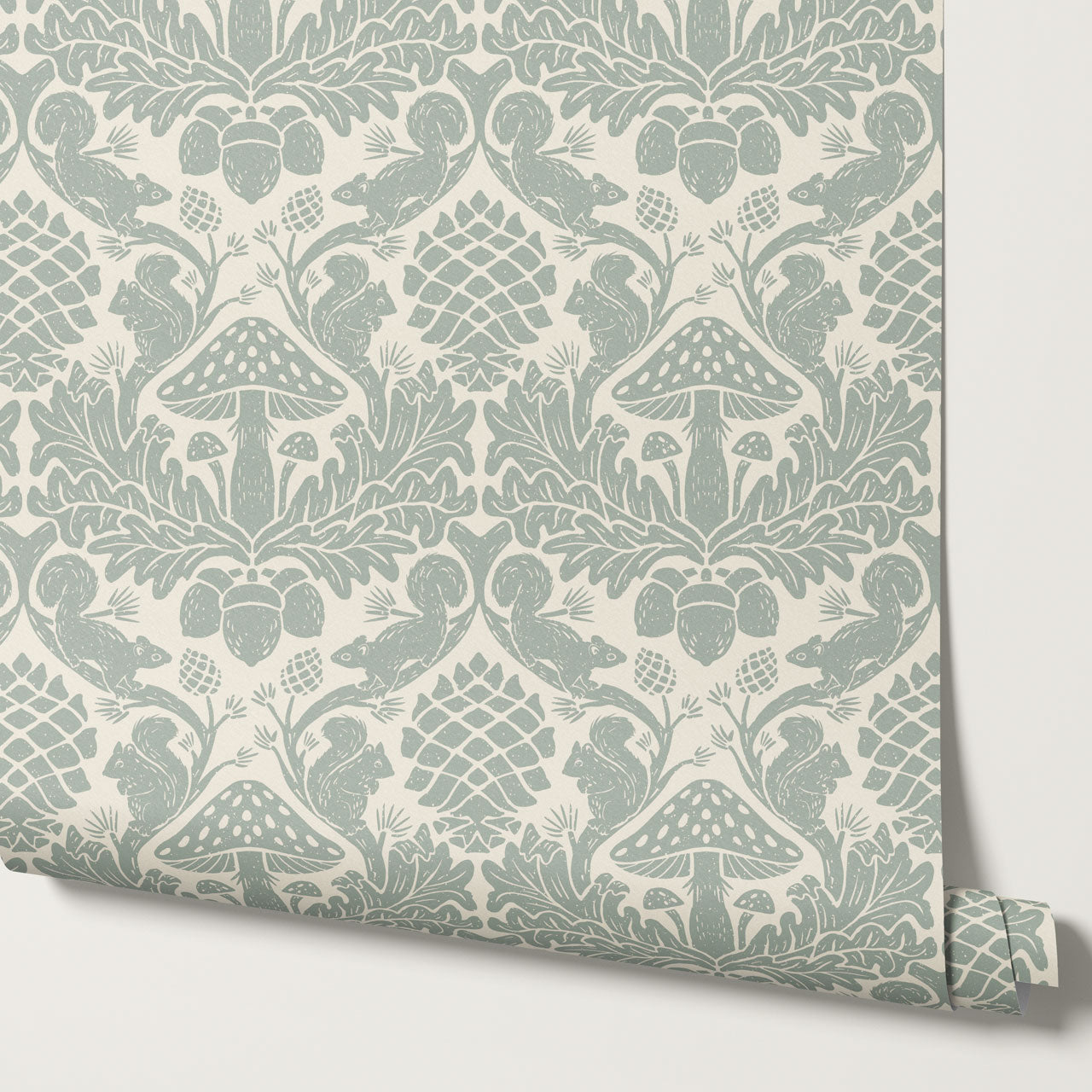 Aveline Squirrels Heaven Green Gray Wallpaper