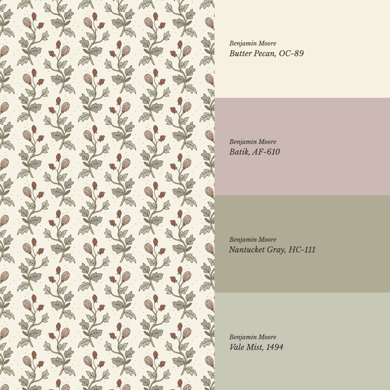 Jayleen Indiska Florals Red Green Wallpaper