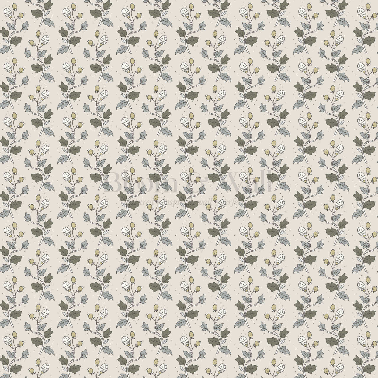 Jayleen Indiska Florals Olive Green Wallpaper
