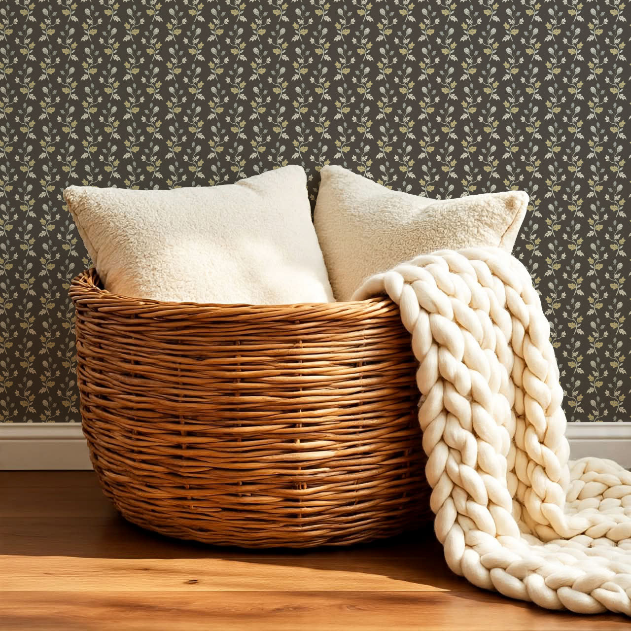 Jayleen Indiska Florals Coffee Wallpaper