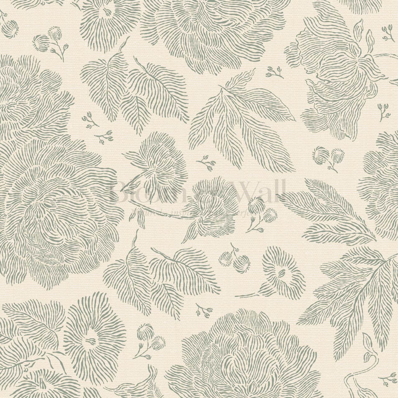 Axelle Petunias & Peonies Butter Sage Wallpaper