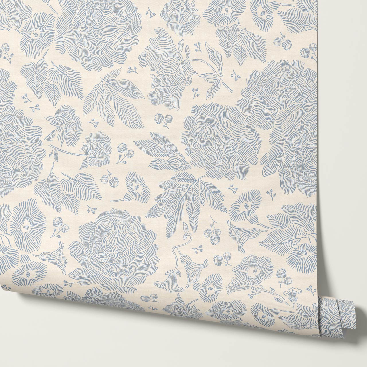 Axelle Petunias & Peonies Butter Sky Wallpaper