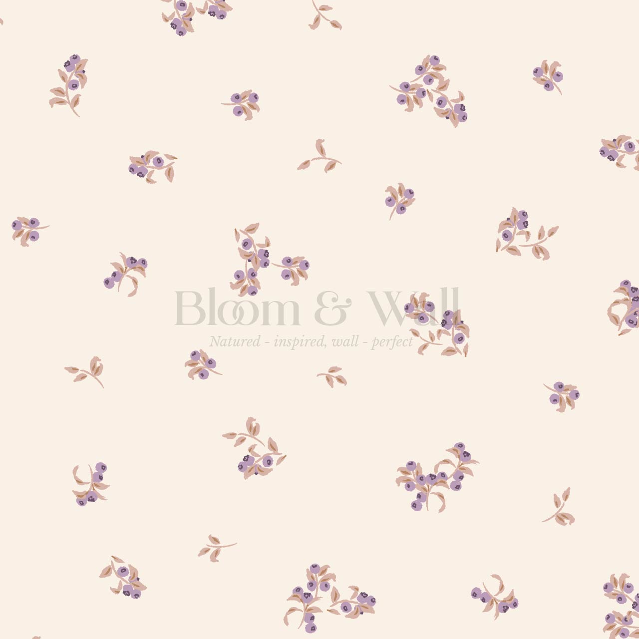 Ayla Delicate Berries Cream Purple Wallpaper