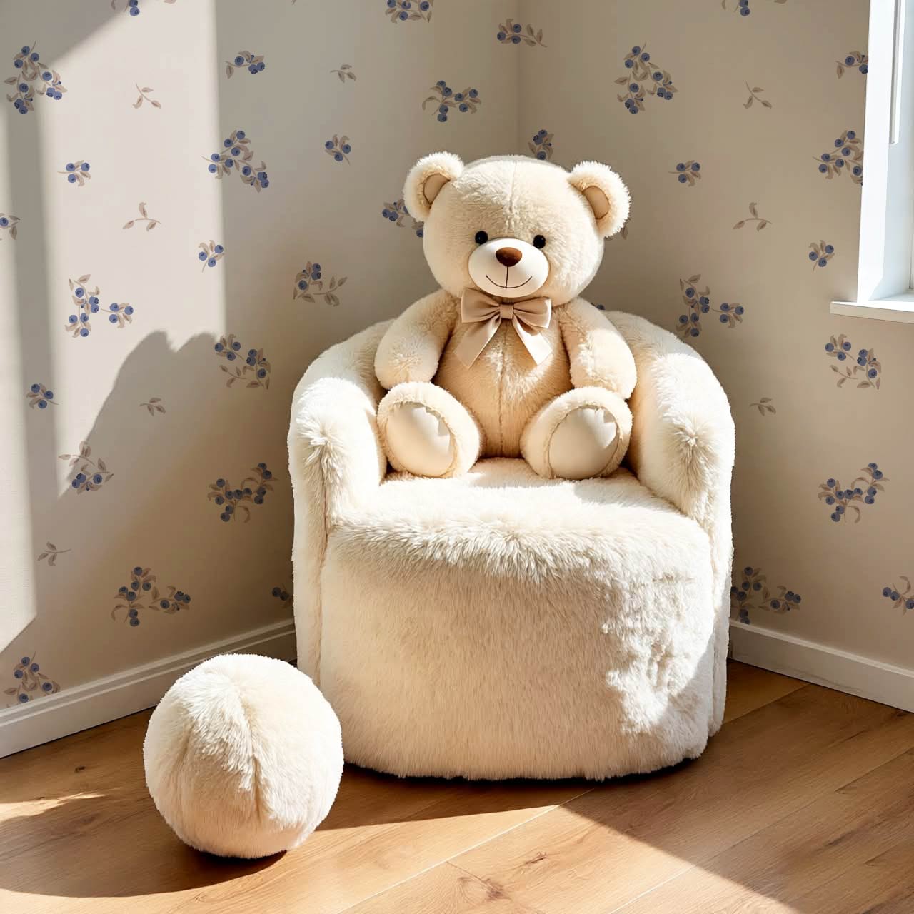 Ayla Delicate Berries Taupe Blue Wallpaper