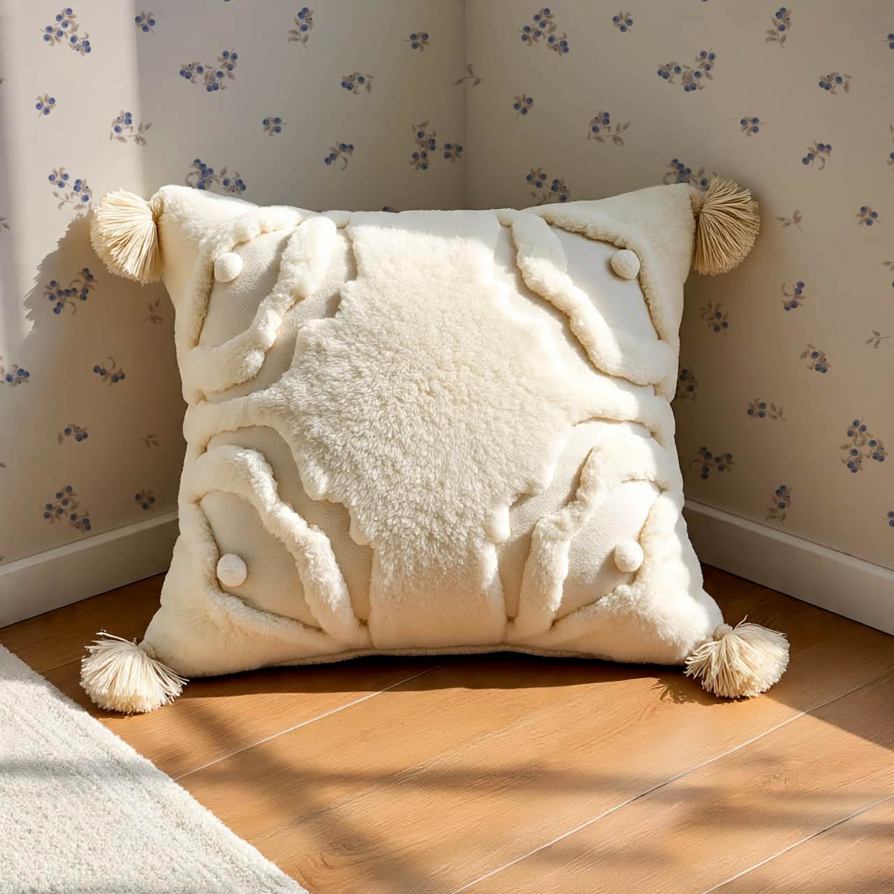 Ayla Delicate Berries Taupe Blue Wallpaper