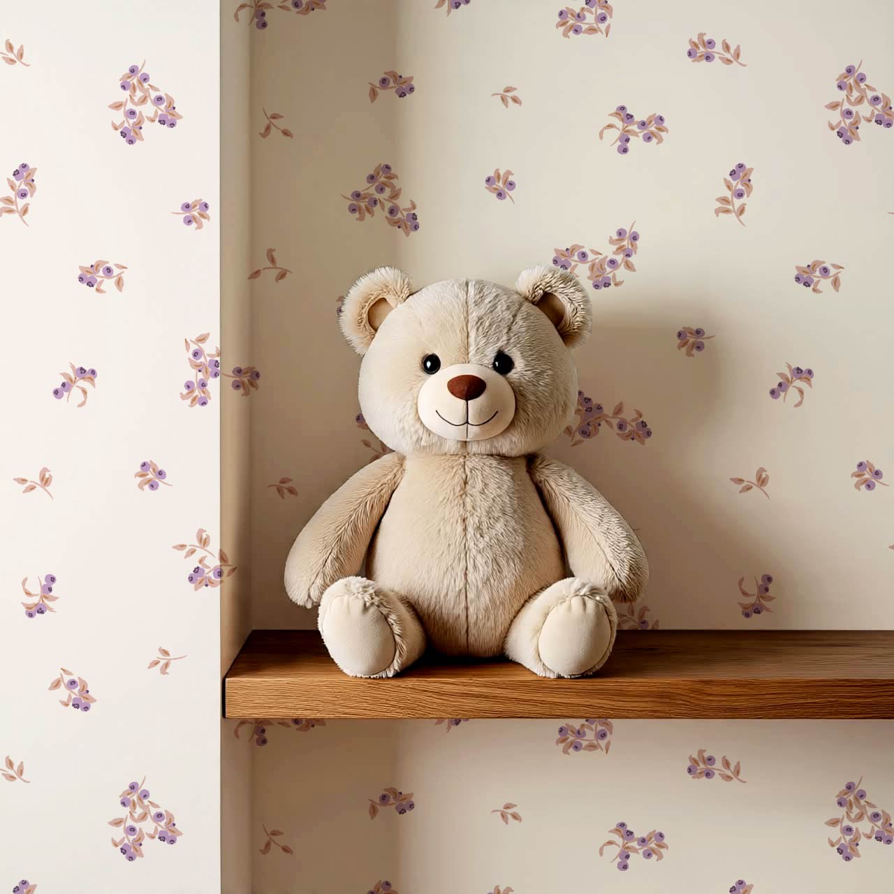 Ayla Delicate Berries Cream Purple Wallpaper