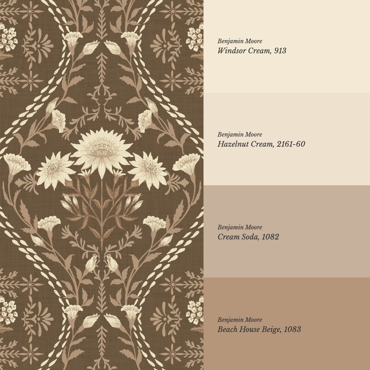 Azalea Ogee Large Fall Florals Earth Wallpaper