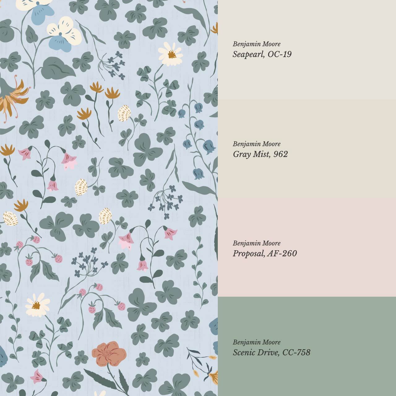 Basia Wildflower Meadow Sky Green Wallpaper