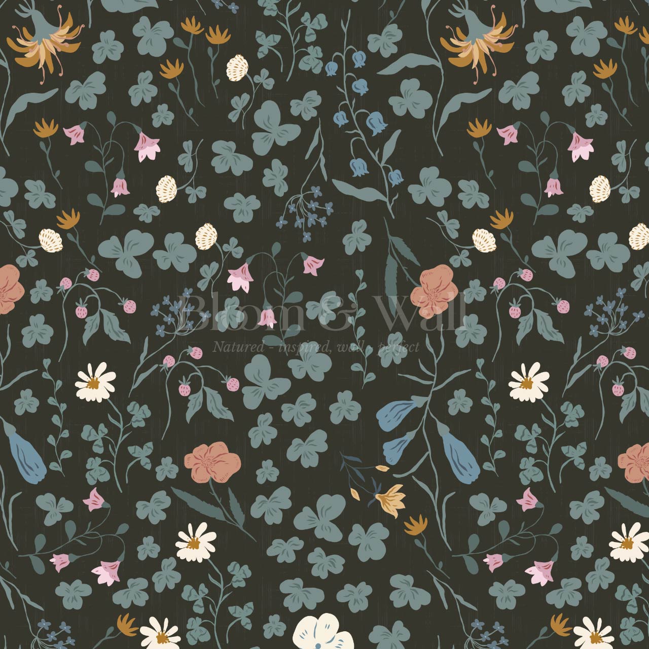 Basia Wildflower Meadow Coal Green Wallpaper