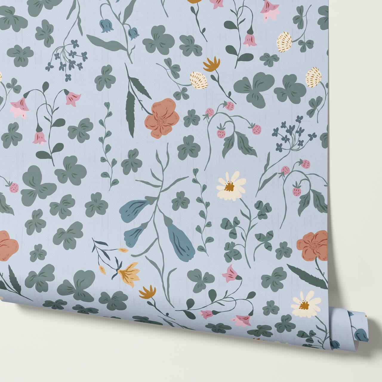 Basia Wildflower Meadow Sky Green Wallpaper