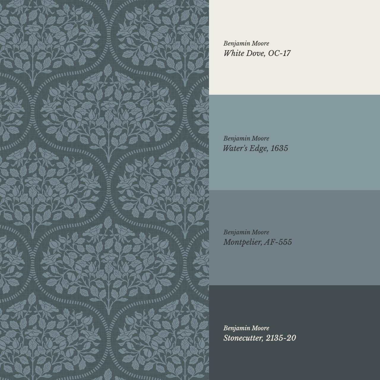 Beatrise Rosebud Ogee Slate Wallpaper