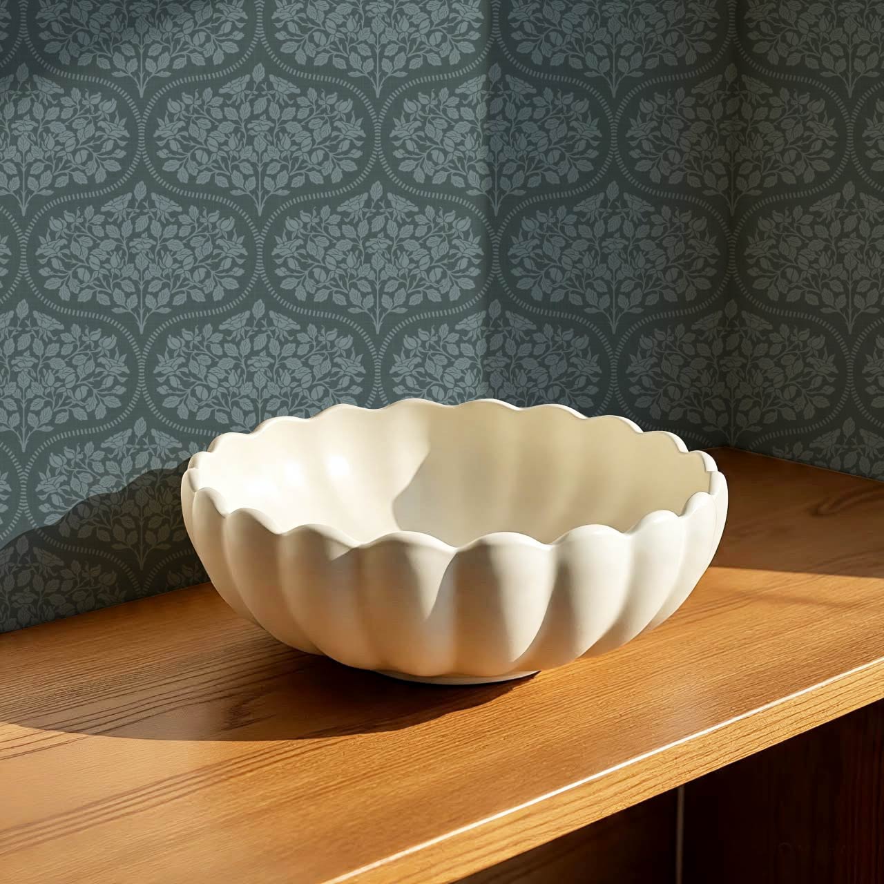 Beatrise Rosebud Ogee Slate Wallpaper