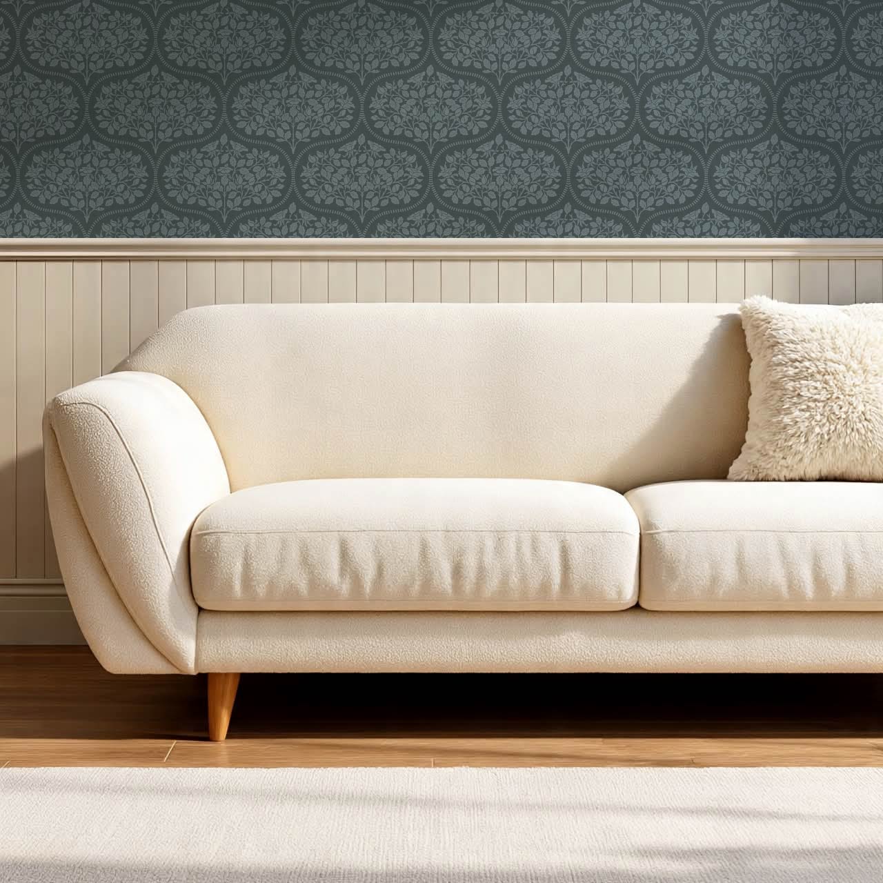 Beatrise Rosebud Ogee Slate Wallpaper