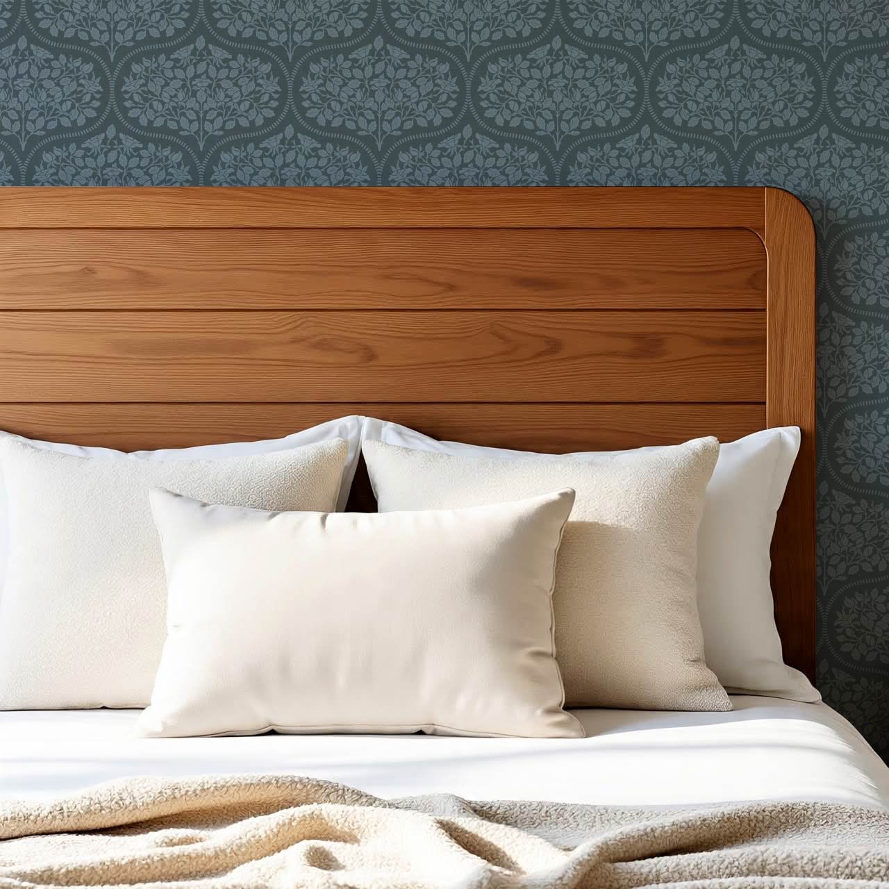 Beatrise Rosebud Ogee Slate Wallpaper