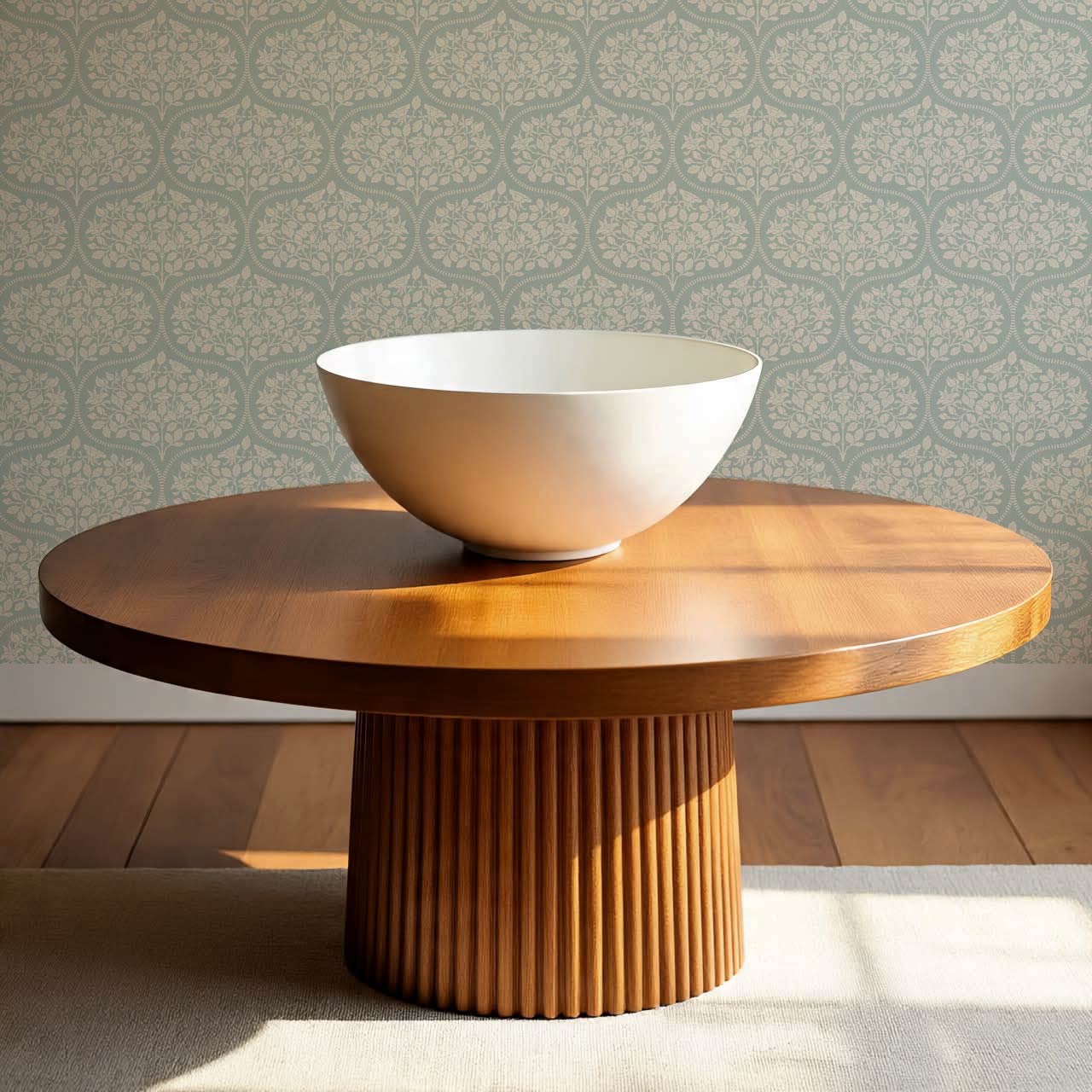 Beatrise Rosebud Ogee Sea Glass Wallpaper