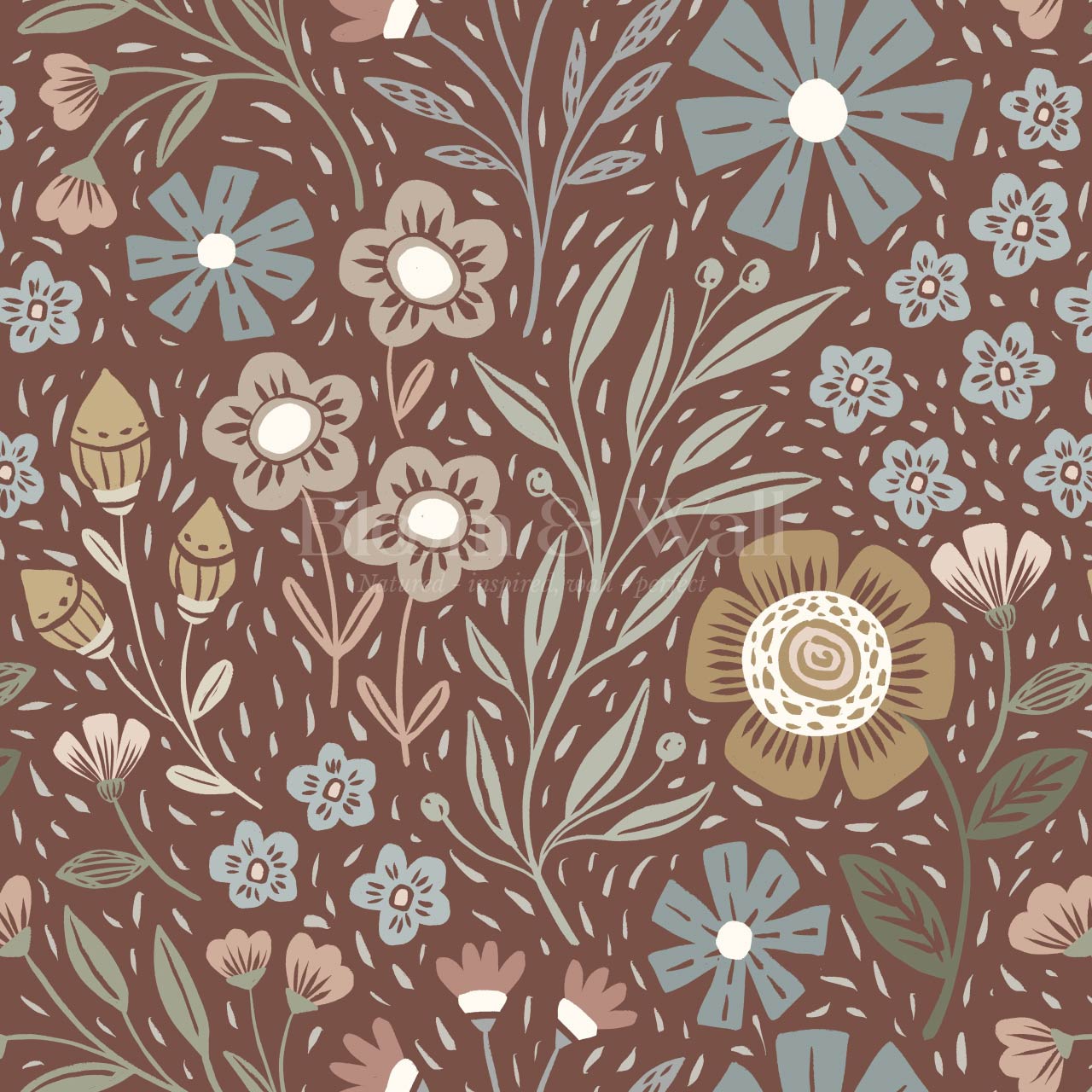 Belinda Florals Copper Earth Wallpaper