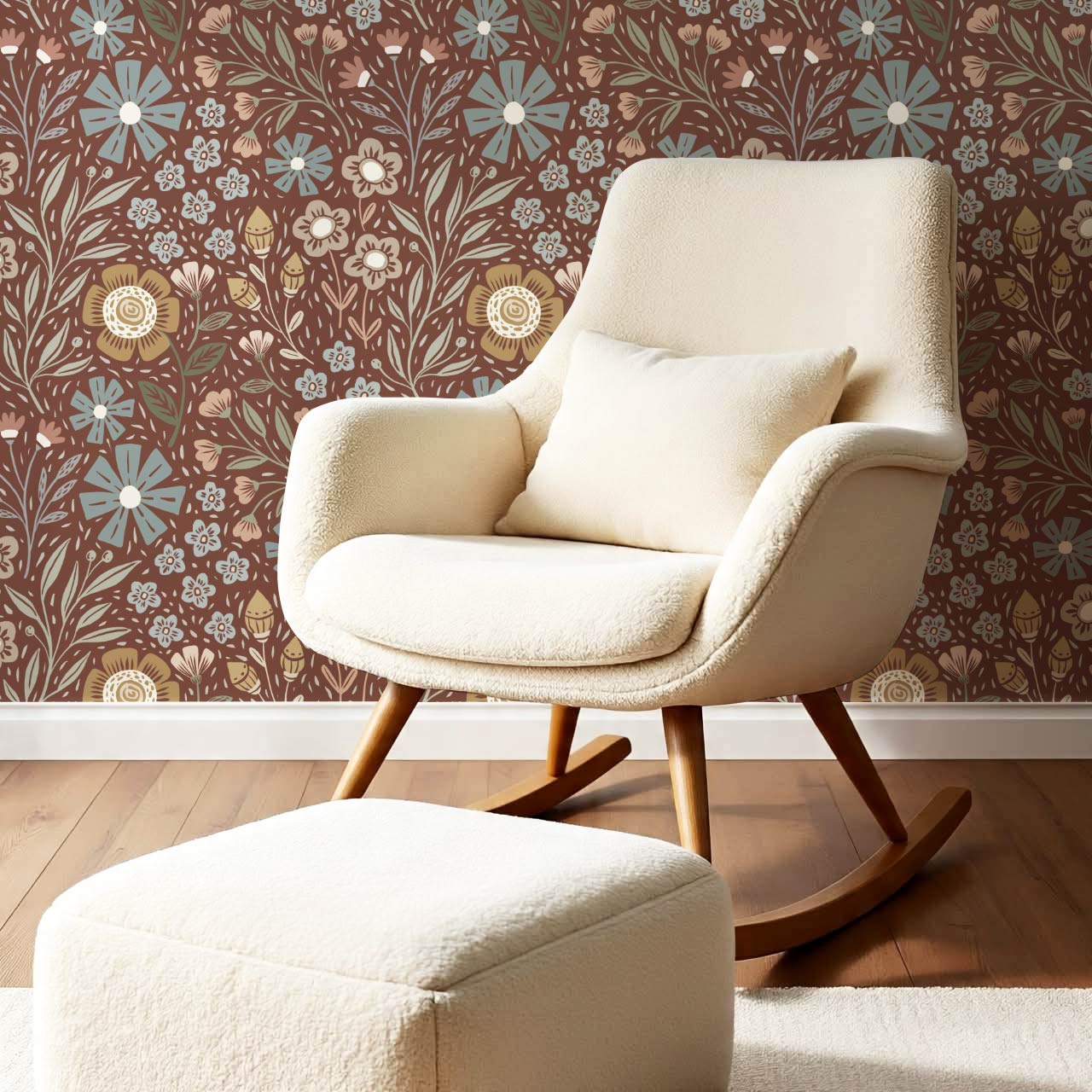 Belinda Florals Copper Earth Wallpaper
