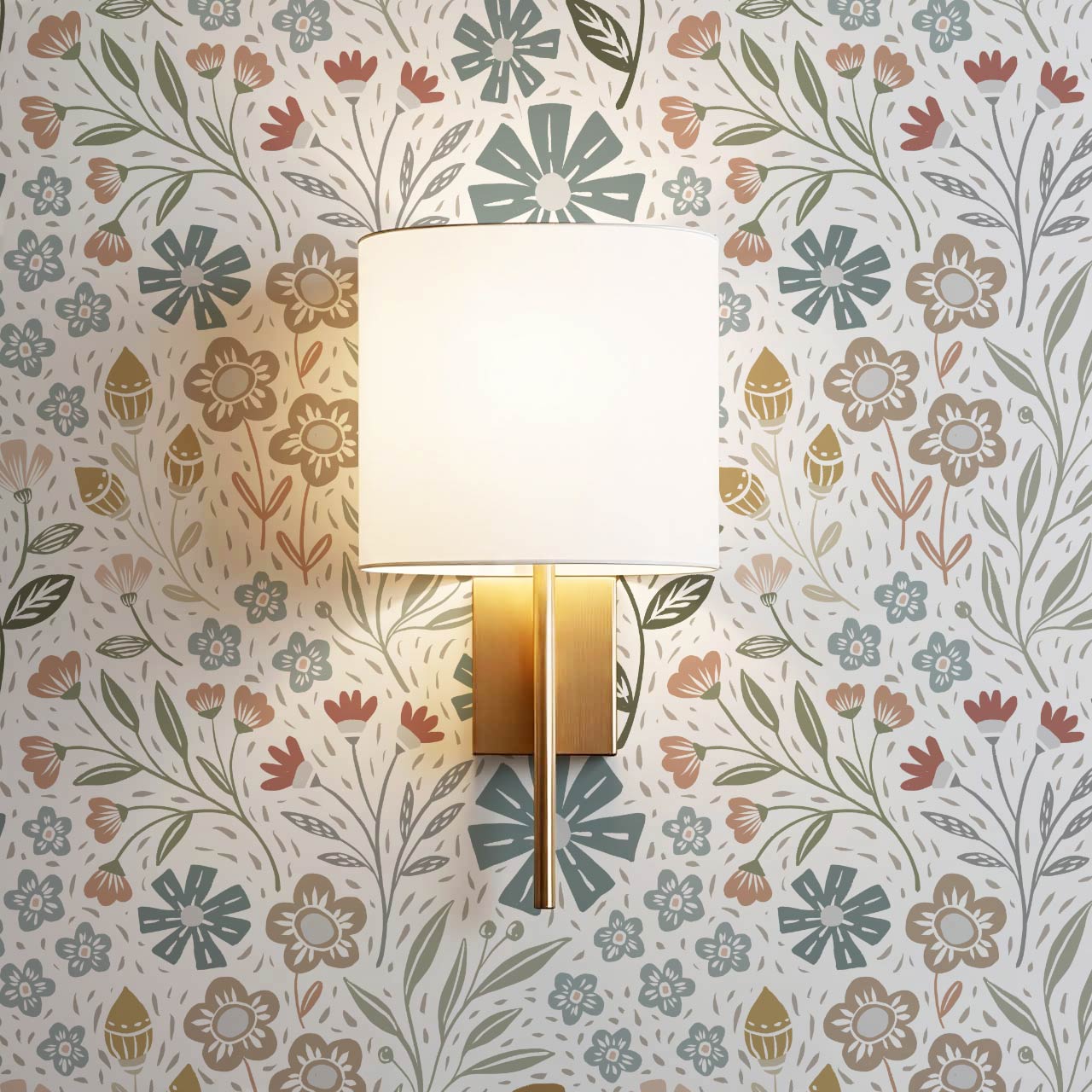 Belinda Florals White Earth Wallpaper