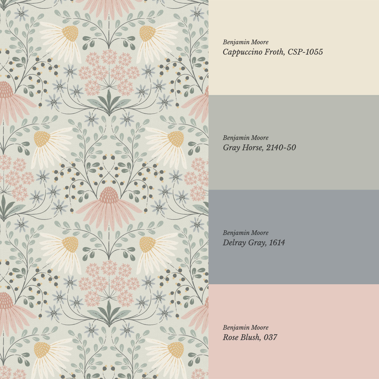 Belle Daisy Garden Sage Wallpaper