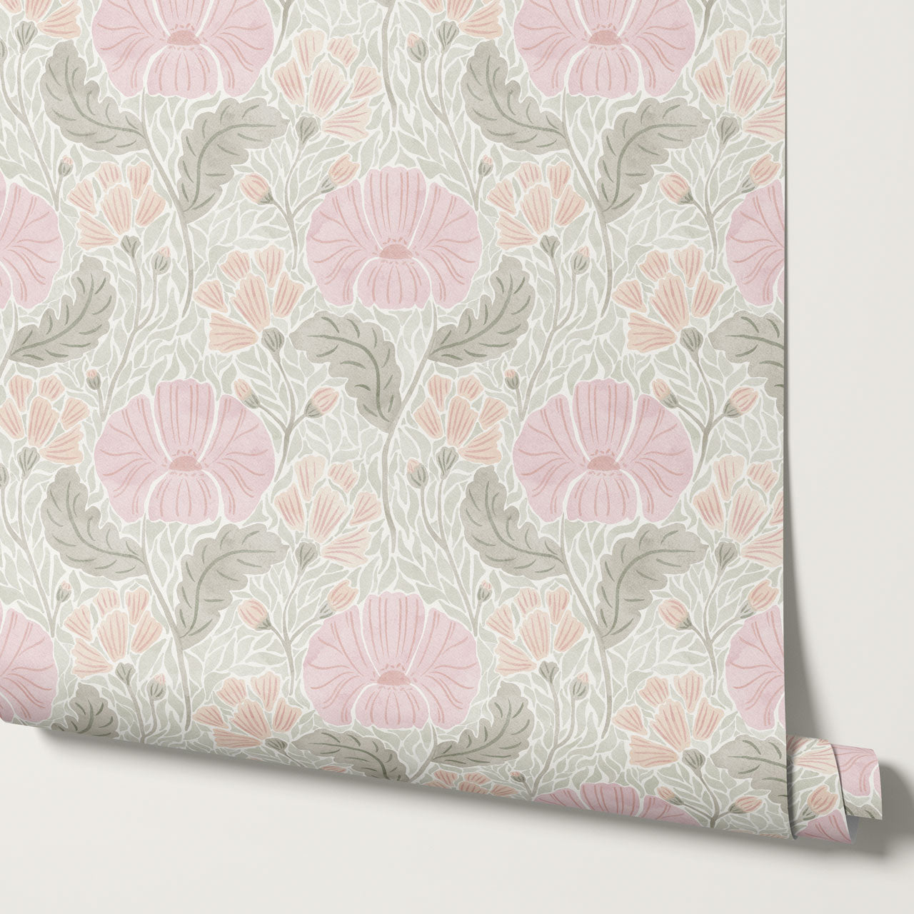 Bernadette Ethereal Poppies Sorbet Wallpaper