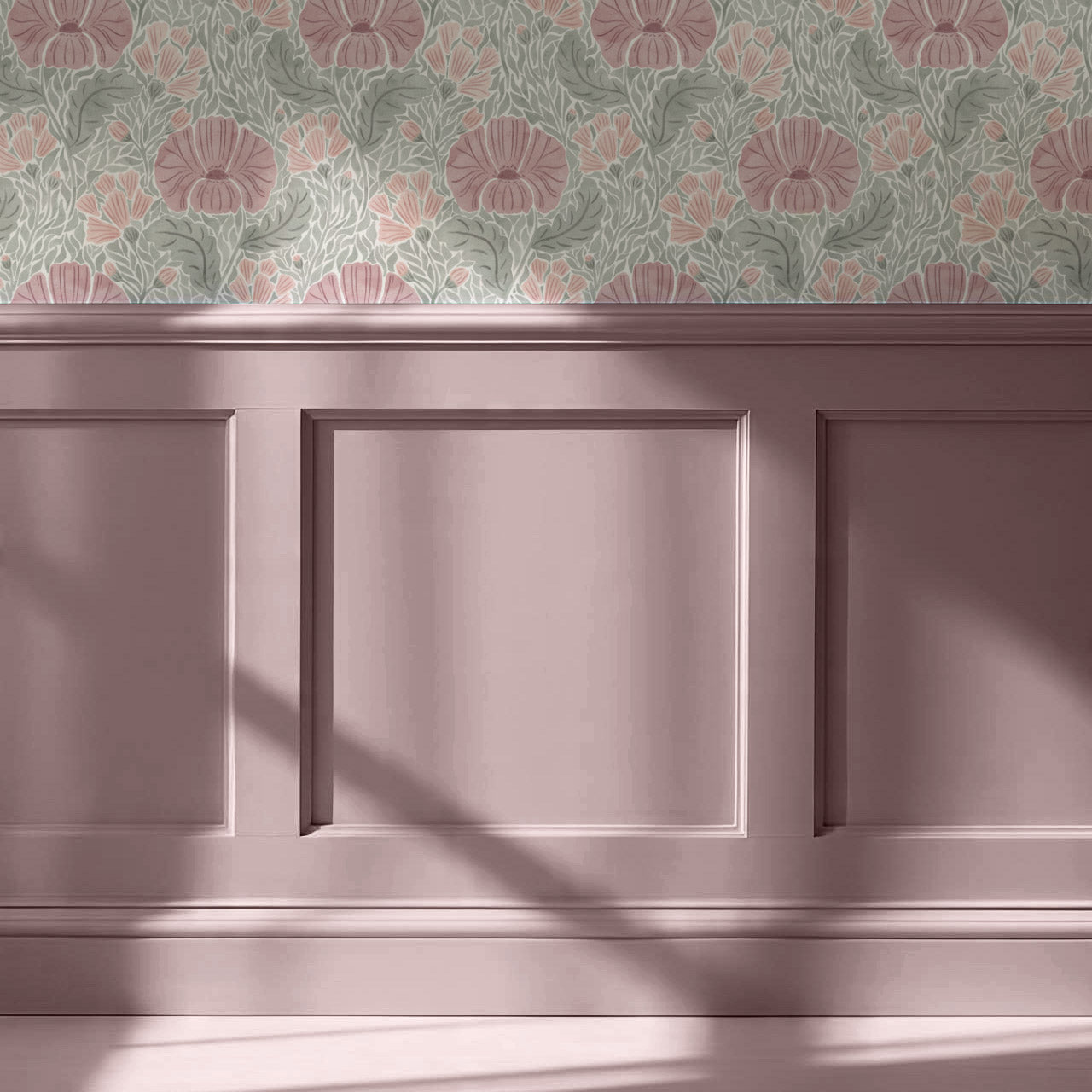 Bernadette Ethereal Poppies Burgundy Wallpaper