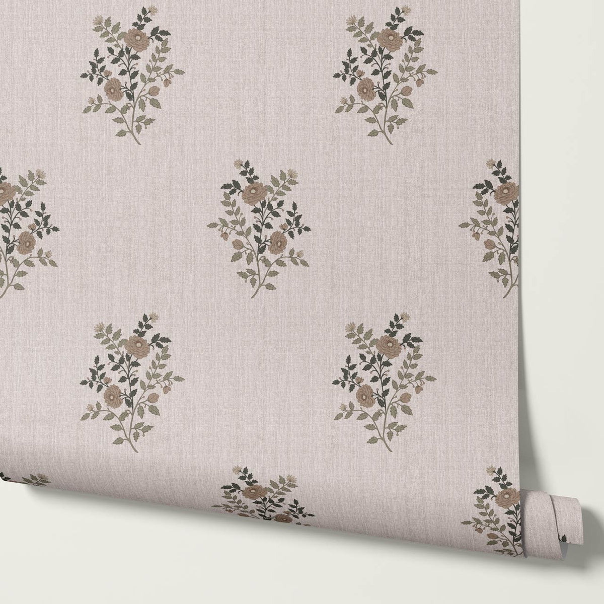 Berta Woodland Bouquet Linen Bone Sage Clay Wallpaper