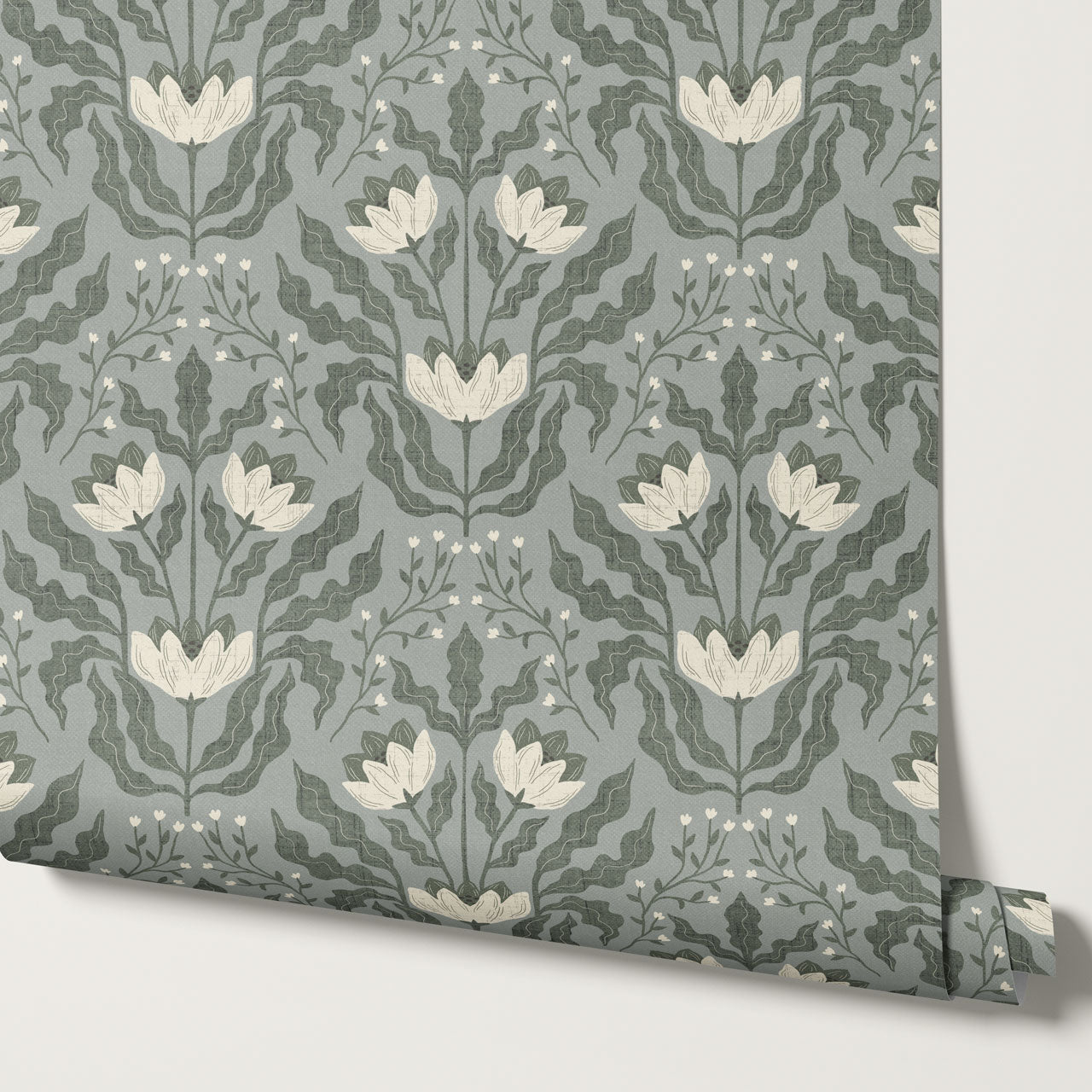Berty Modern Victorian Blooms Sage Wallpaper