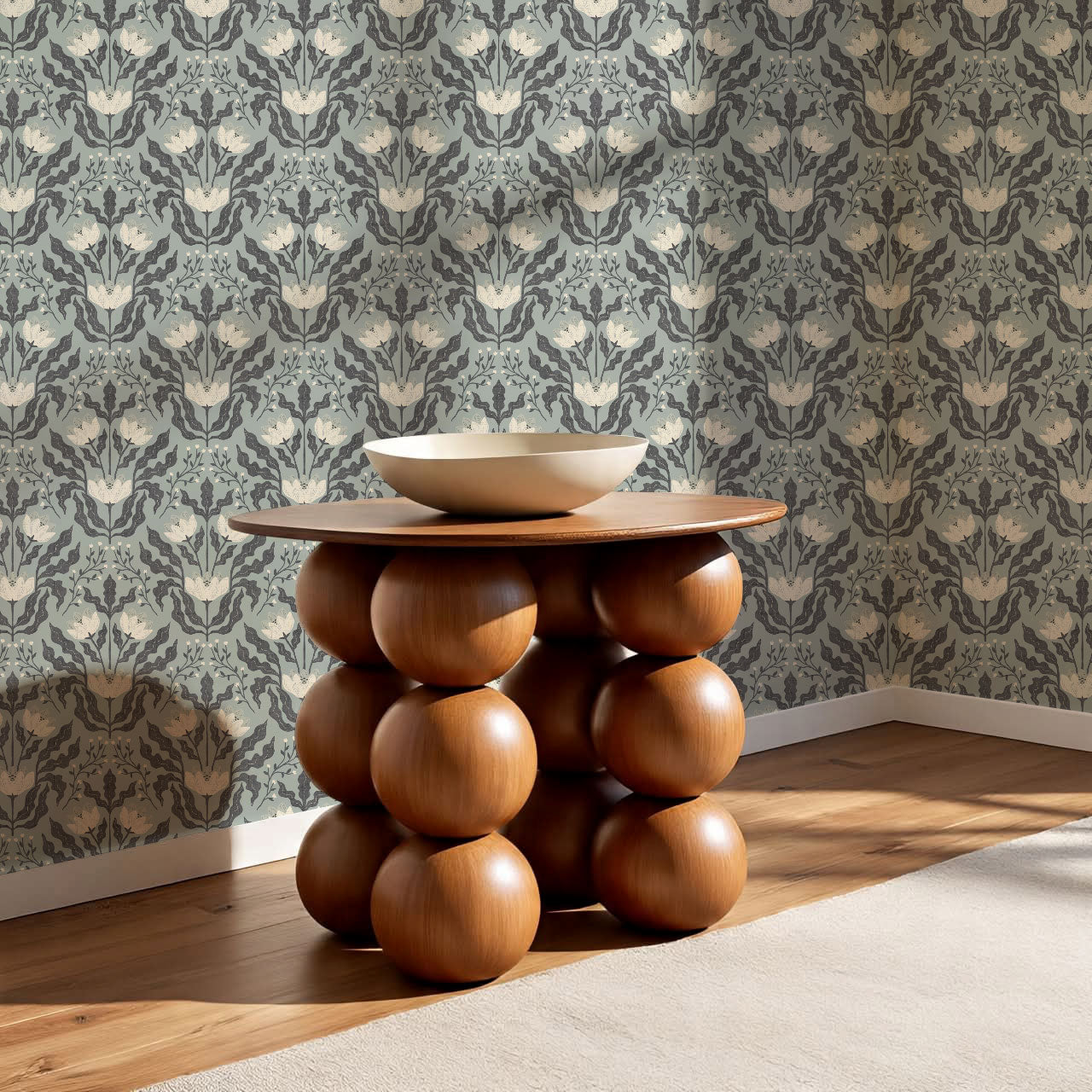 Berty Modern Victorian Blooms Dove Wallpaper