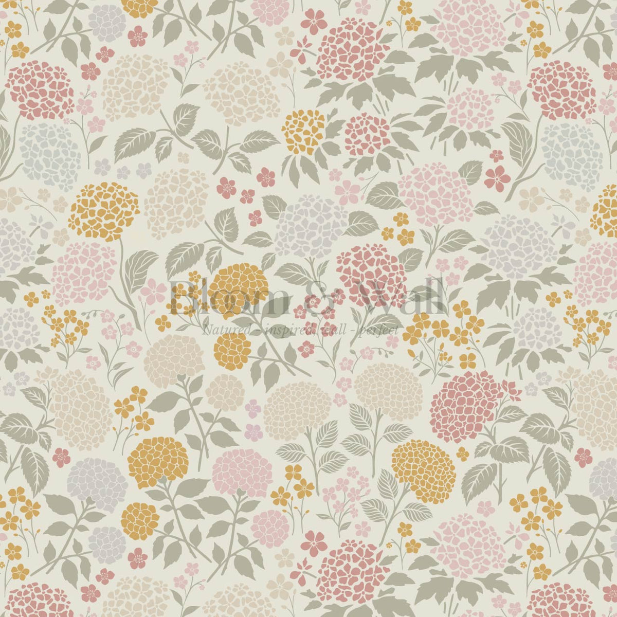 Bianca Hydrangea Garden Bisque Honey Pink Wallpaper