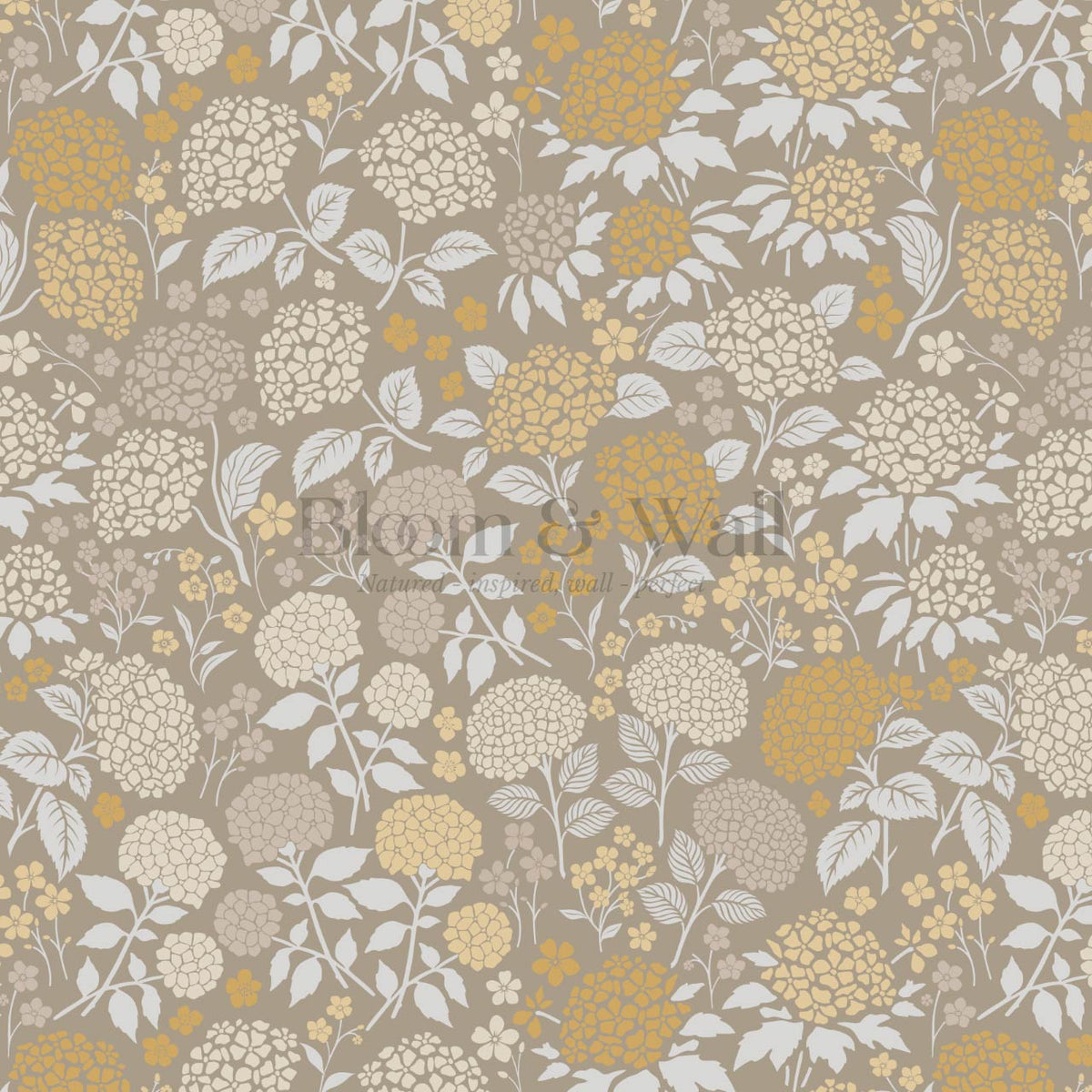 Bianca Hydrangea Garden Brown Gray Wallpaper