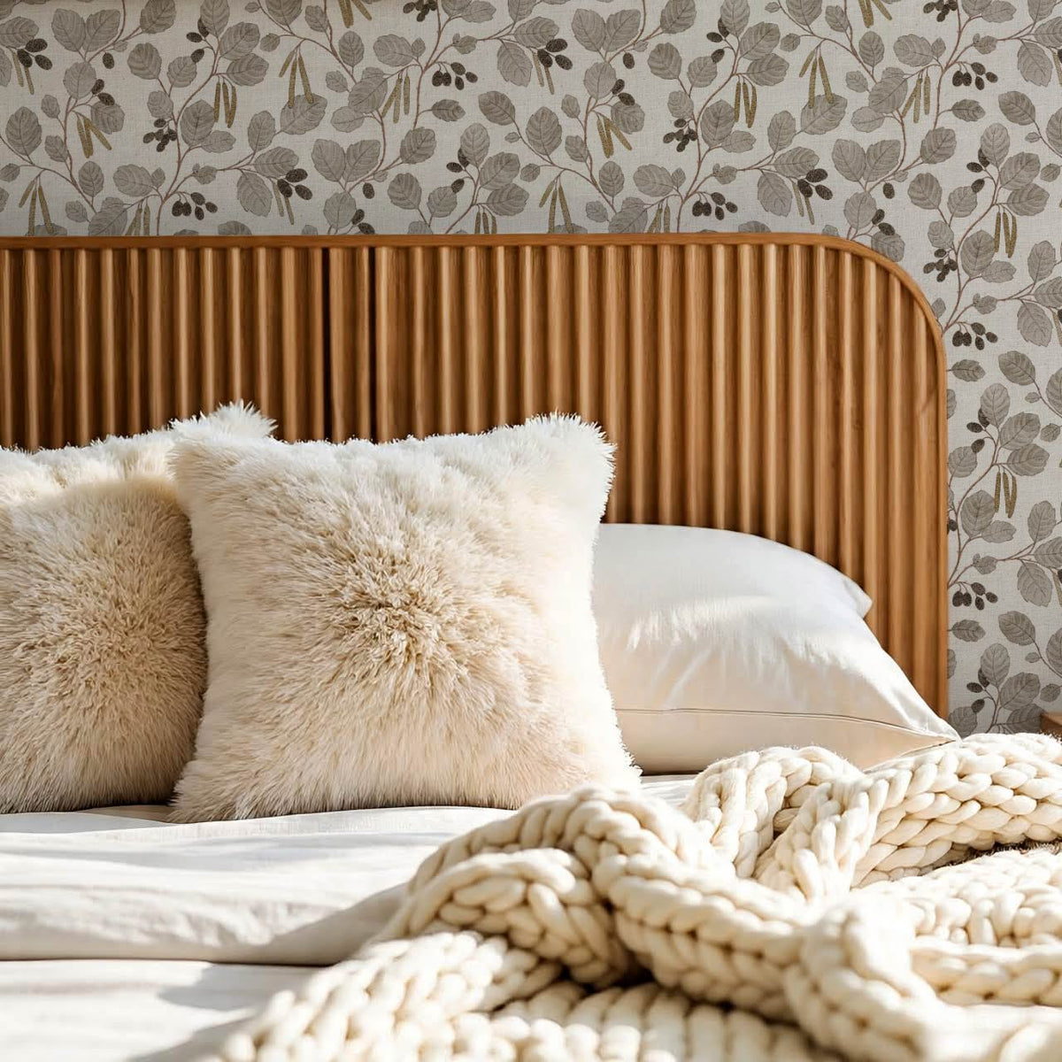 Blanca Wild Alder Taupe Mustard Brown Wallpaper