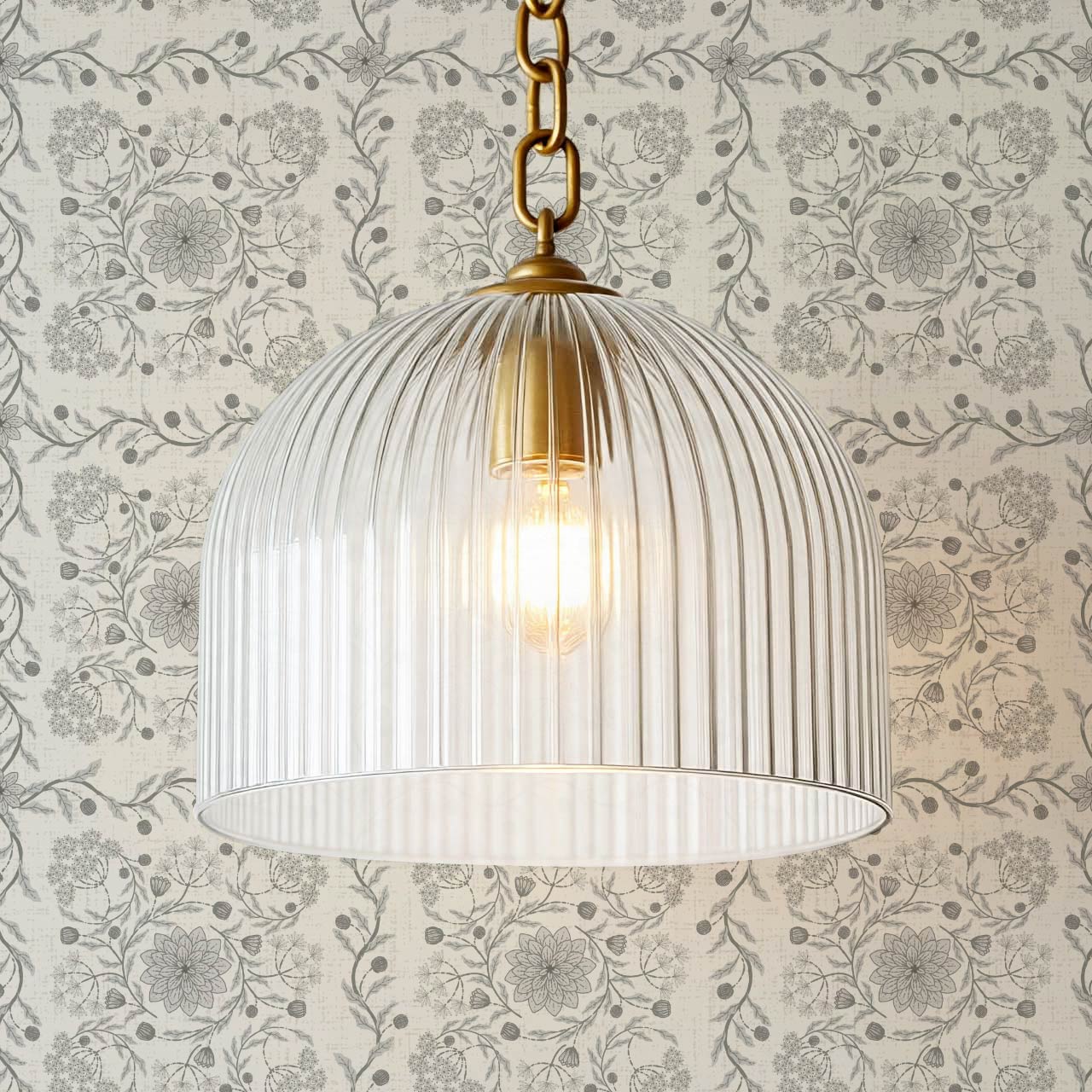 Boni Heritage Check Floral Neutral Ivory Gray Wallpaper