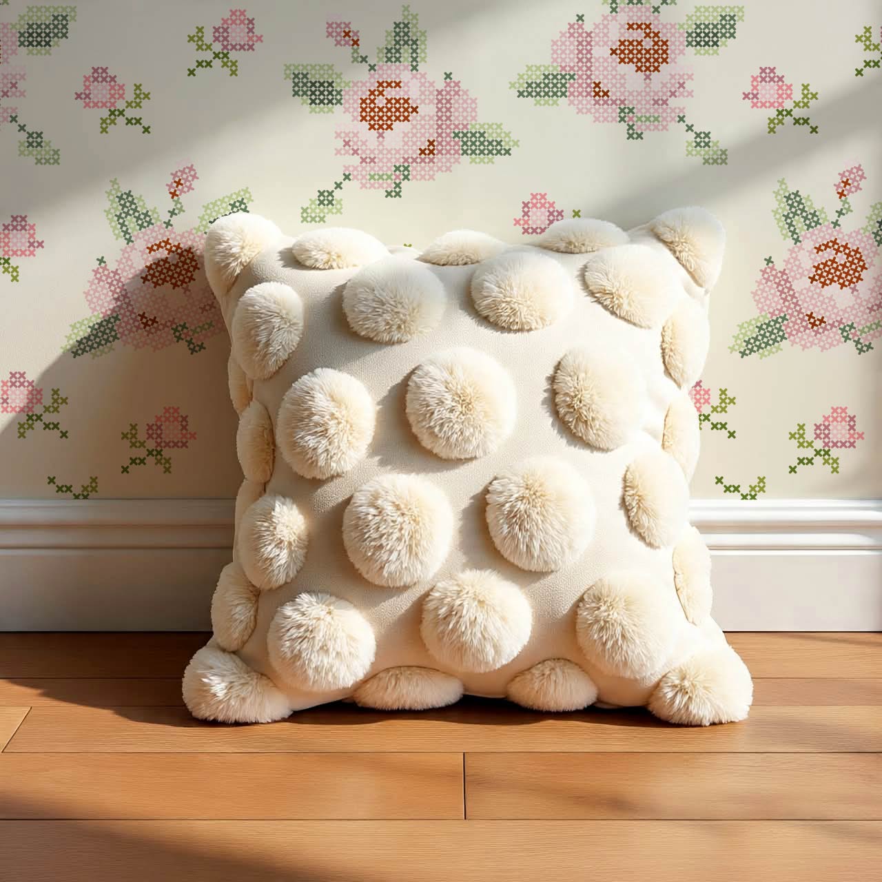 Bonnie Cross Stitch Roses Pink Wallpaper