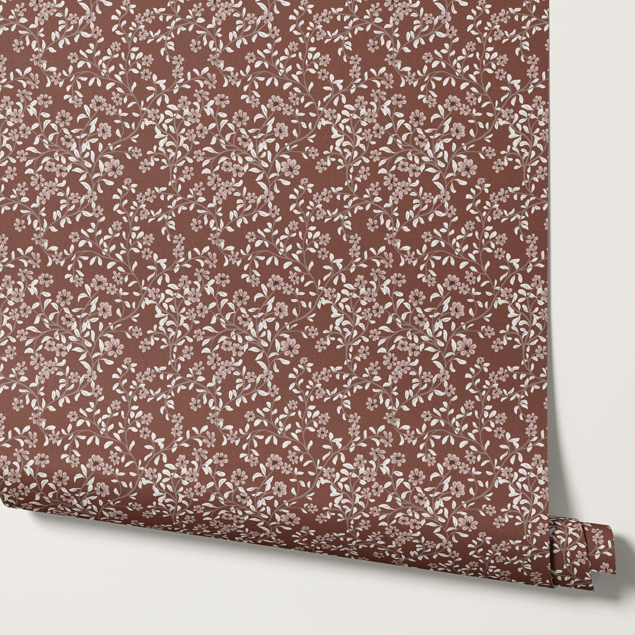 Brie Climbing Floral Cinnamon Wallpaper